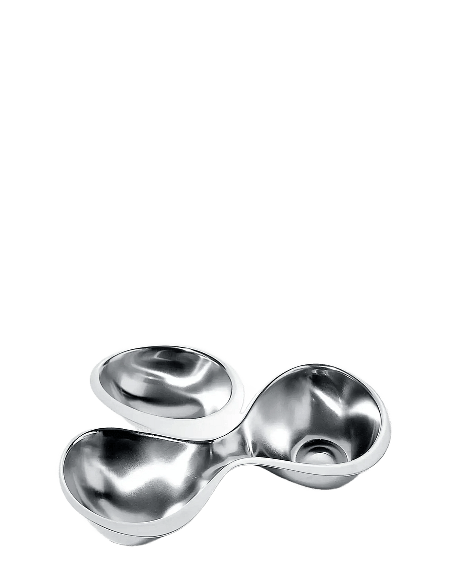 Alessi - Three-piece hors-d'oeuvre set in 18/10 stainless steel, matte with mirror-polished edge - servierschalen - steel - 1