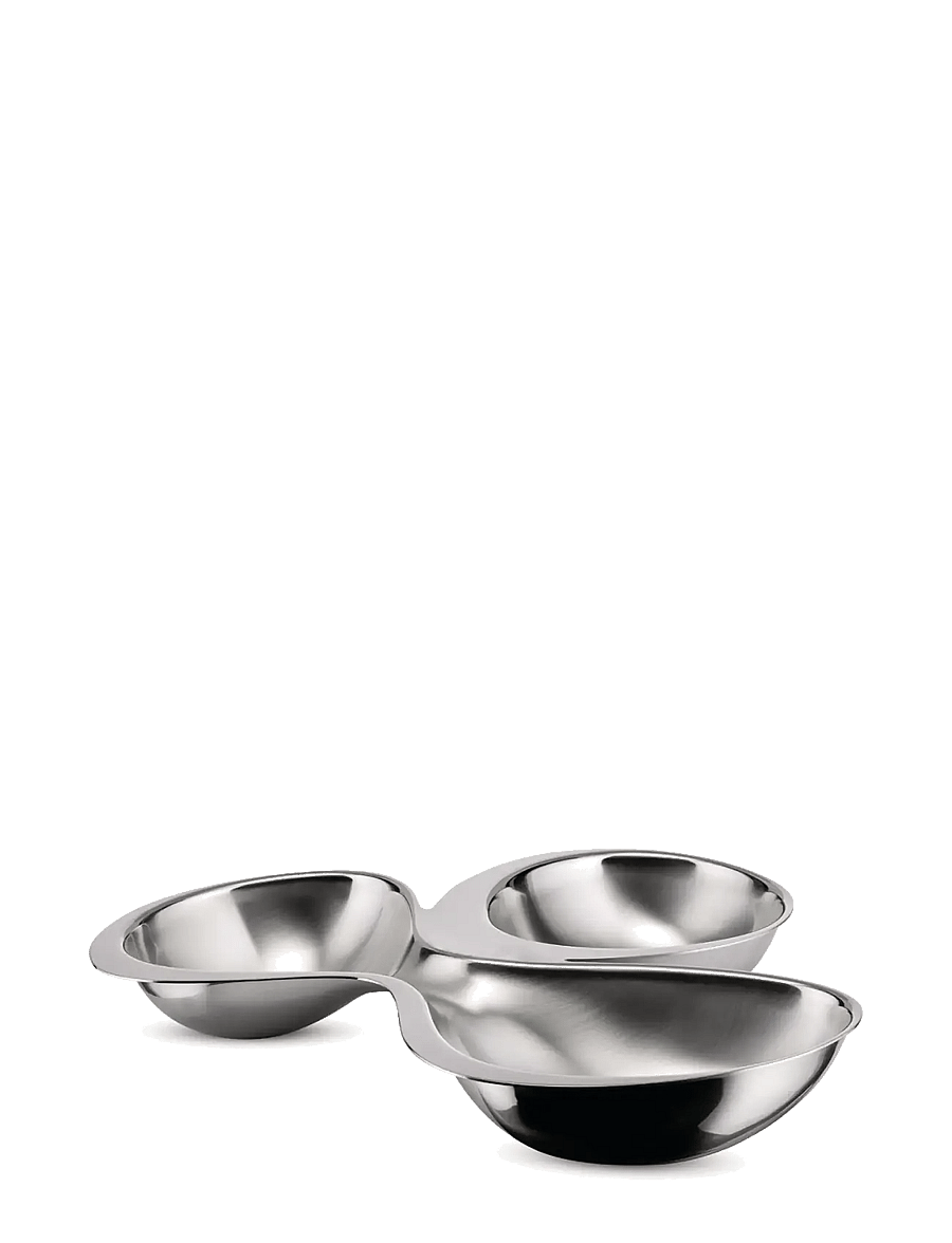 Alessi - Three-piece hors-d'oeuvre set in 18/10 stainless steel, matte with mirror-polished edge - servierschalen - steel - 2