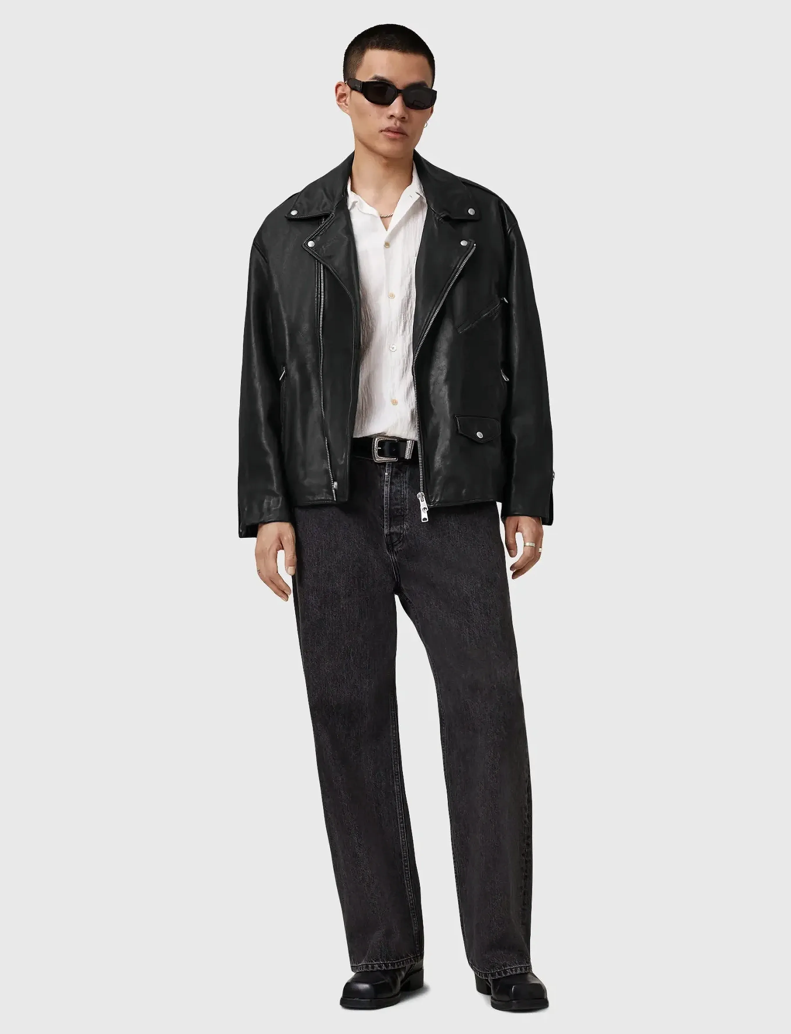 AllSaints BRADFORD BIKER - Lederjacken - BLACK / black