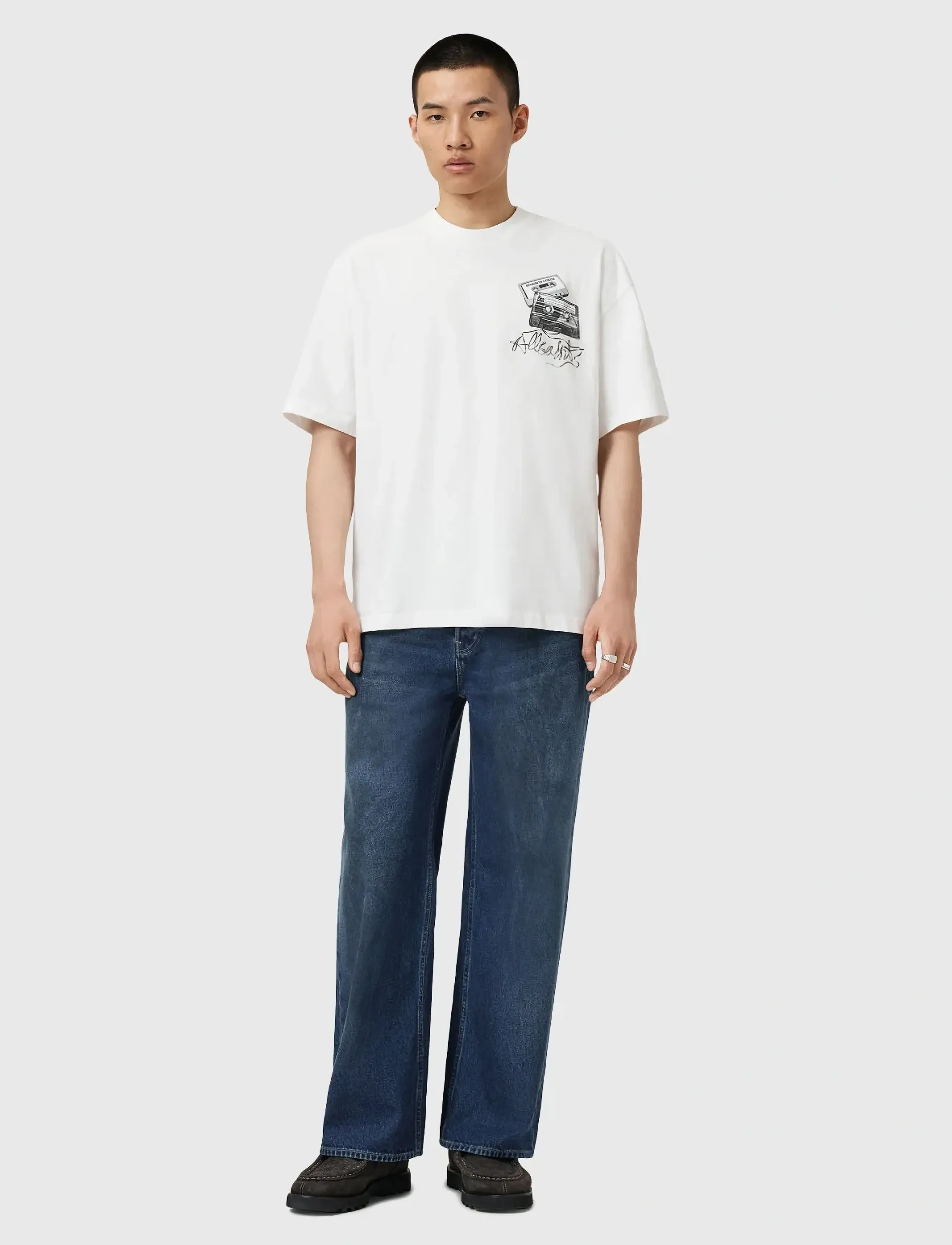 AllSaints REEL SS CREW - Deals - CHALK WHITE / cream