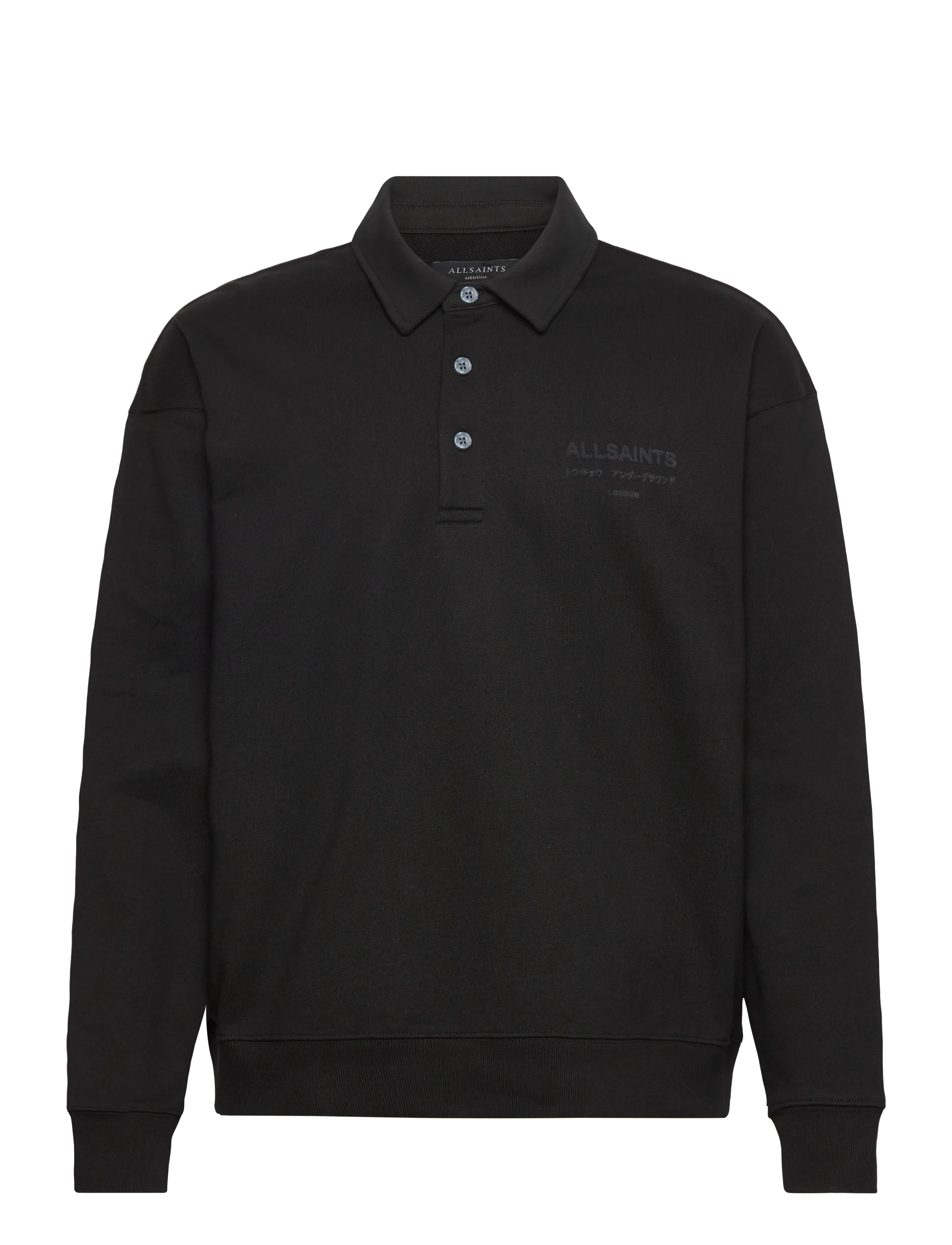 AllSaints XANDER SWEAT POLO - Džemperiai - JET BLACK / black