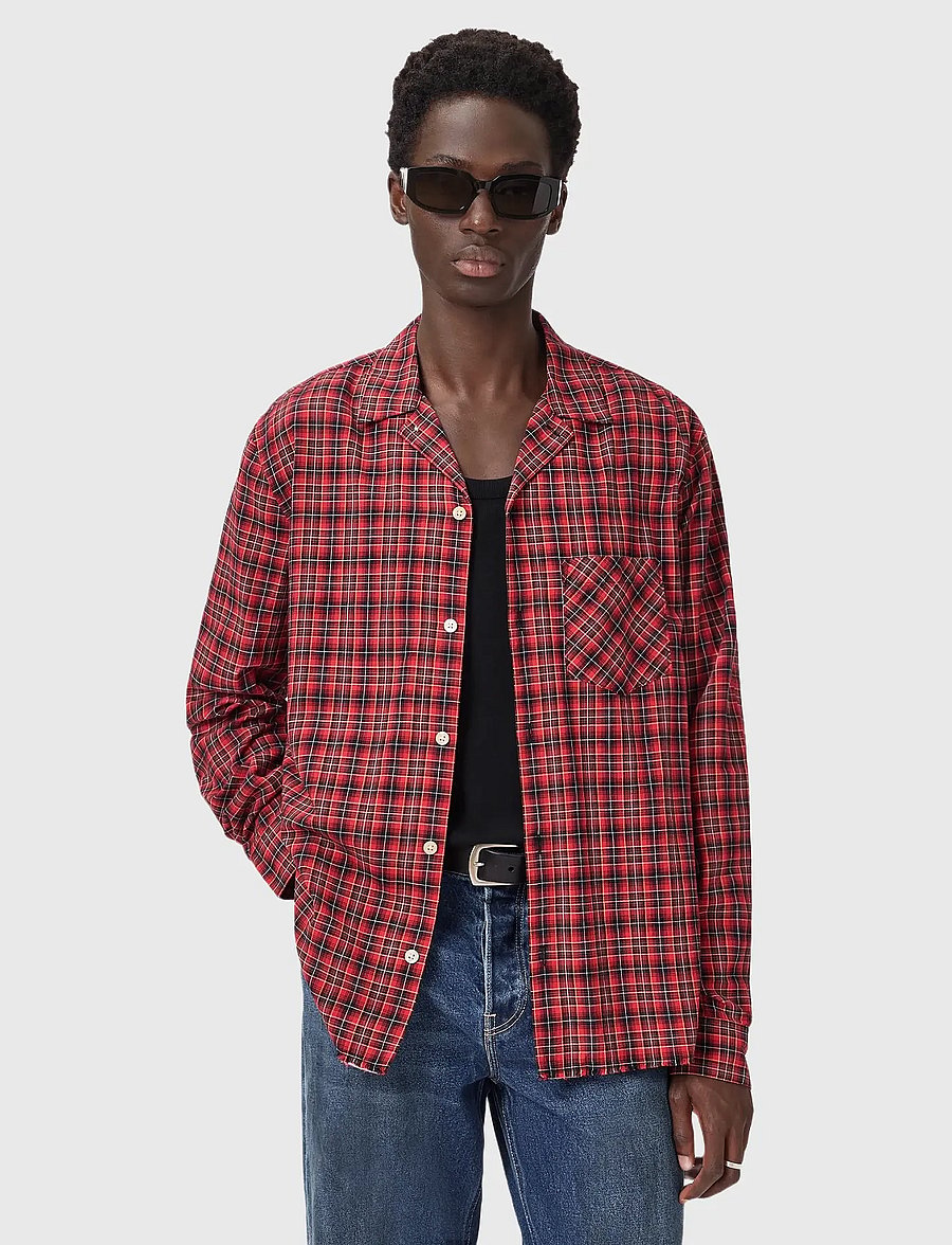 AllSaints - FELIX LS SHIRT - ruudulised särgid - claret red - 4