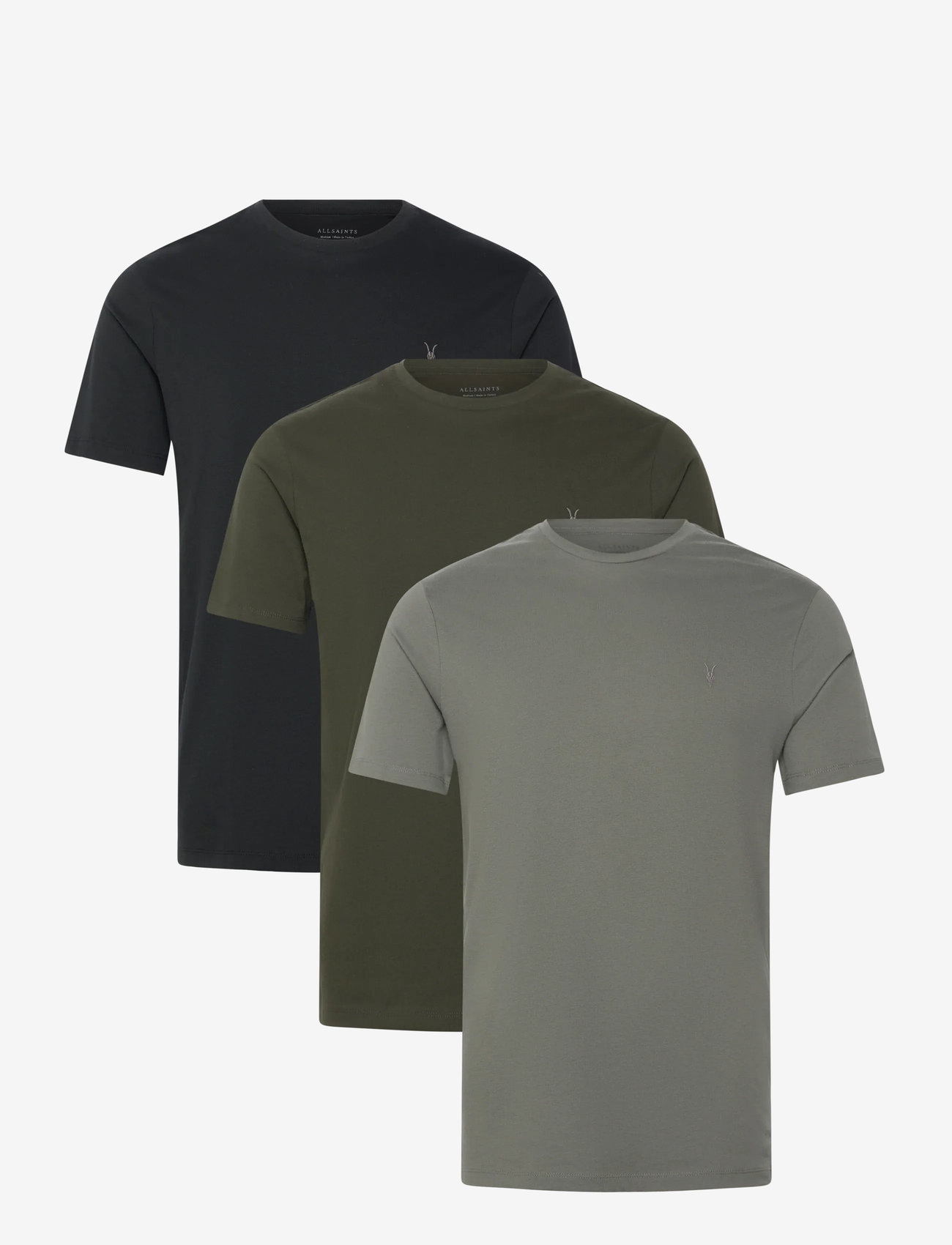 AllSaints - BRACE SS CREW 3 PK - kurzärmelig - green / green / black - 0
