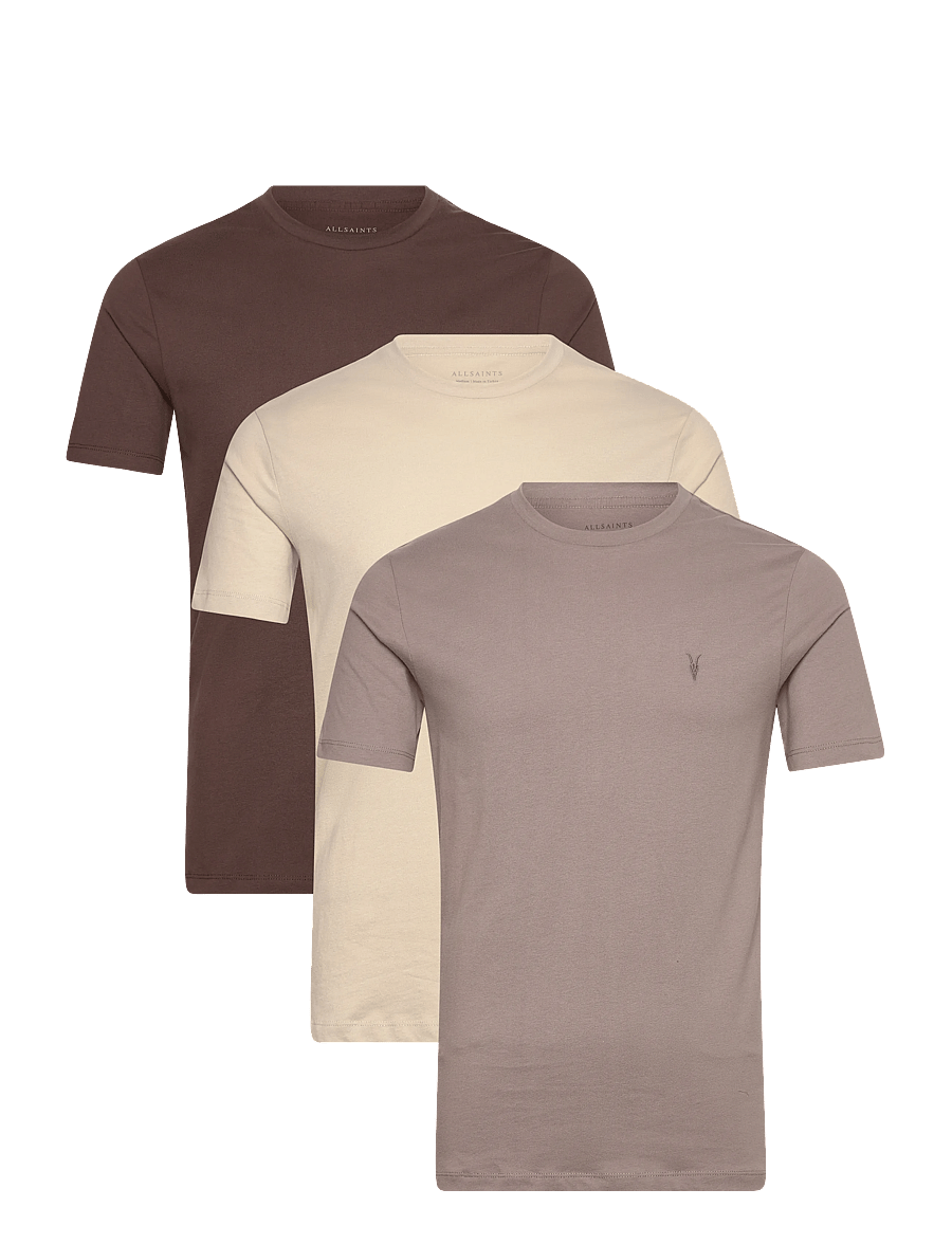 AllSaints - BRACE SS CREW 3 PK - kortärmade t-shirts - grey / ganache / brown - 0