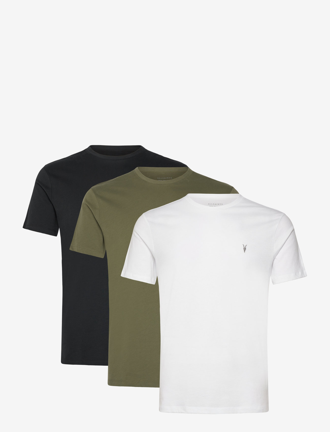 AllSaints - BRACE SS CREW 3 PK - t-krekli ar īsām piedurknēm - zz opt wht/green/blk - 0