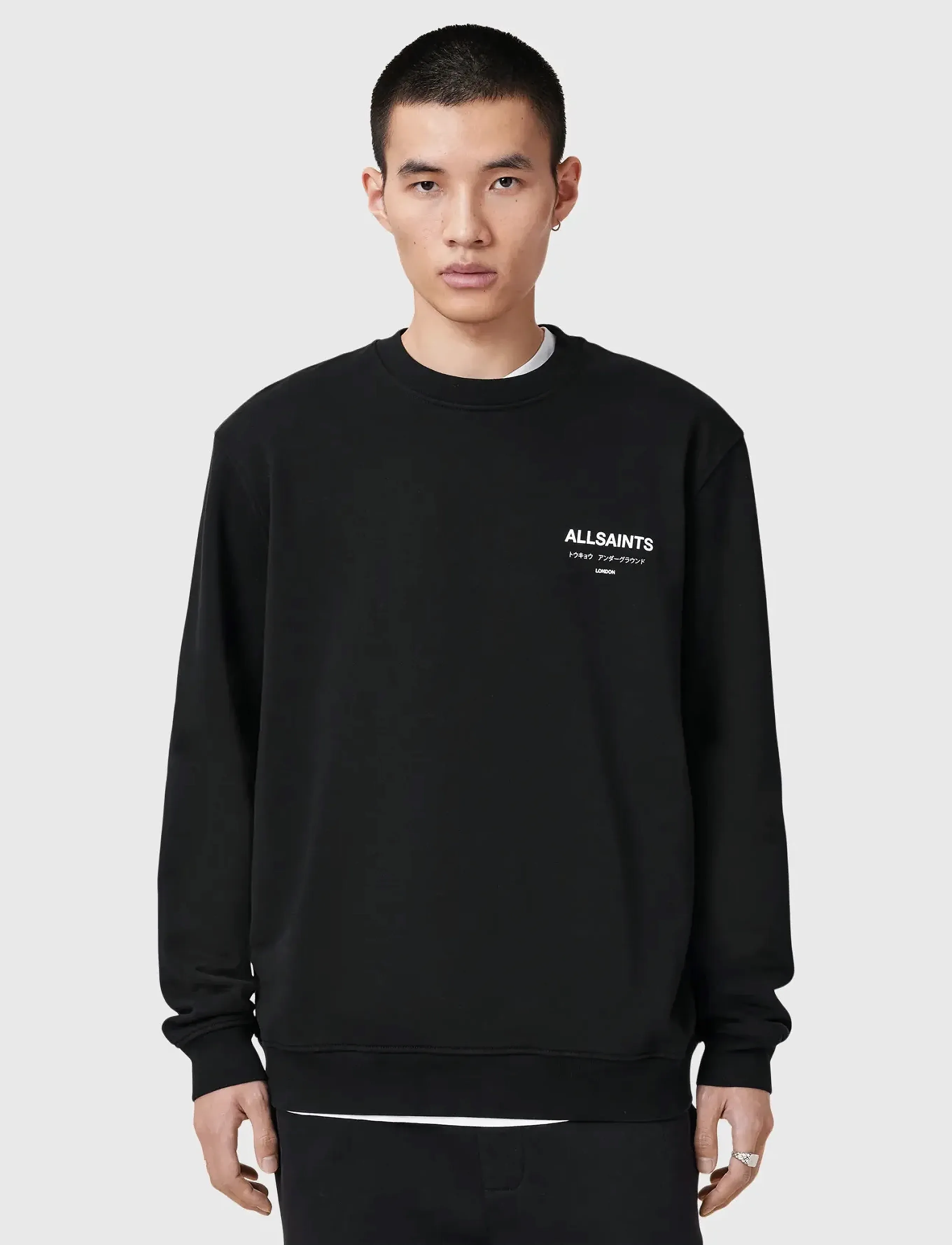 AllSaints Underground Crew, L, Black, Sweatshirts & Hættetrøjer > Sweatshirts, Herre