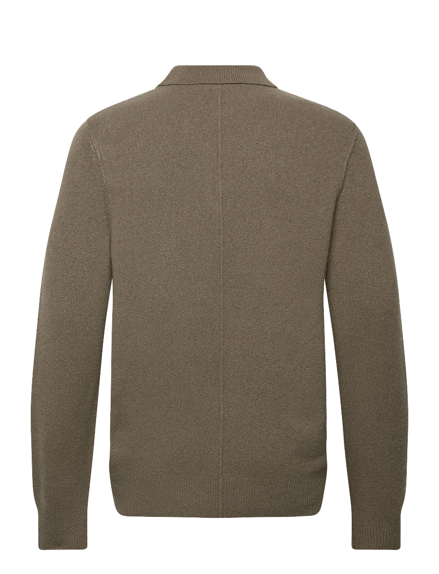 AllSaints - statten ls polo - langärmelige gestrickte polohemden - dusky green - 1