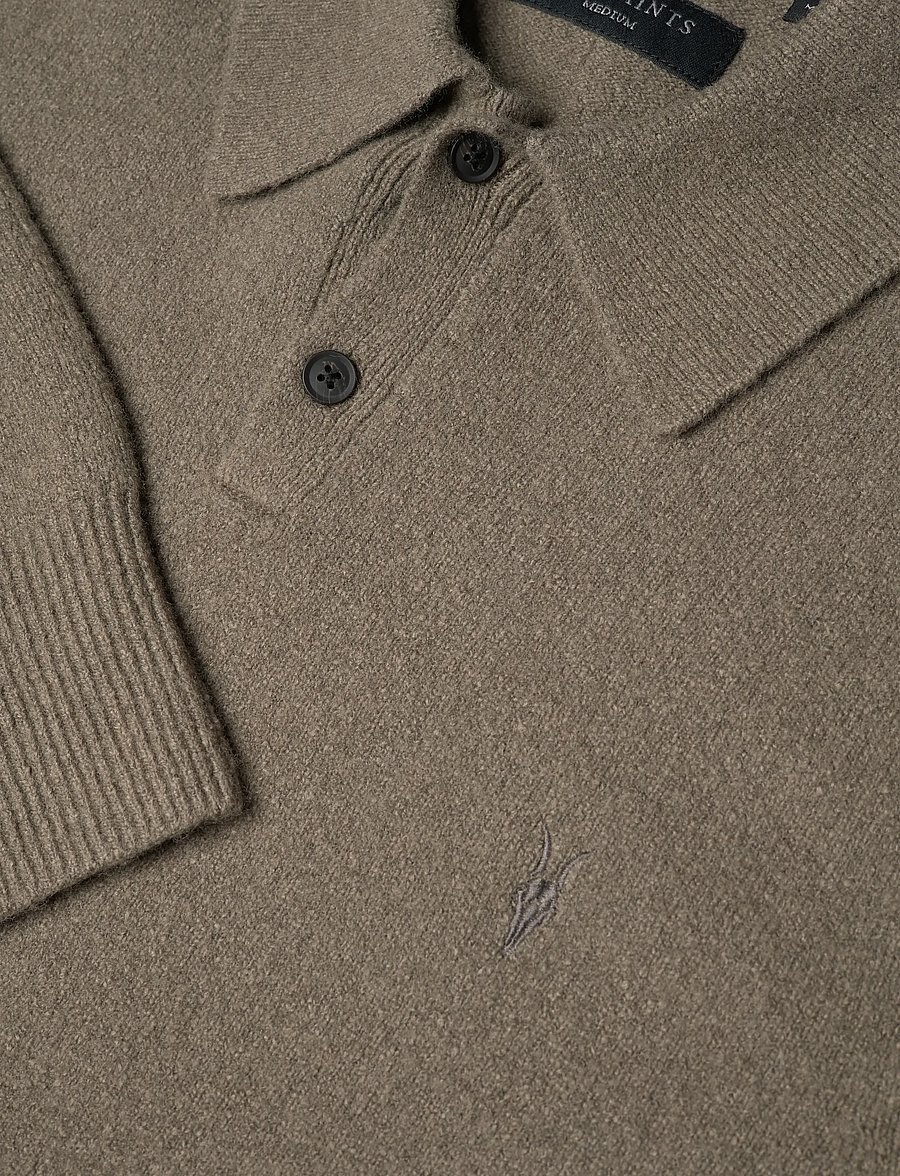 AllSaints - statten ls polo - langärmelige gestrickte polohemden - dusky green - 2