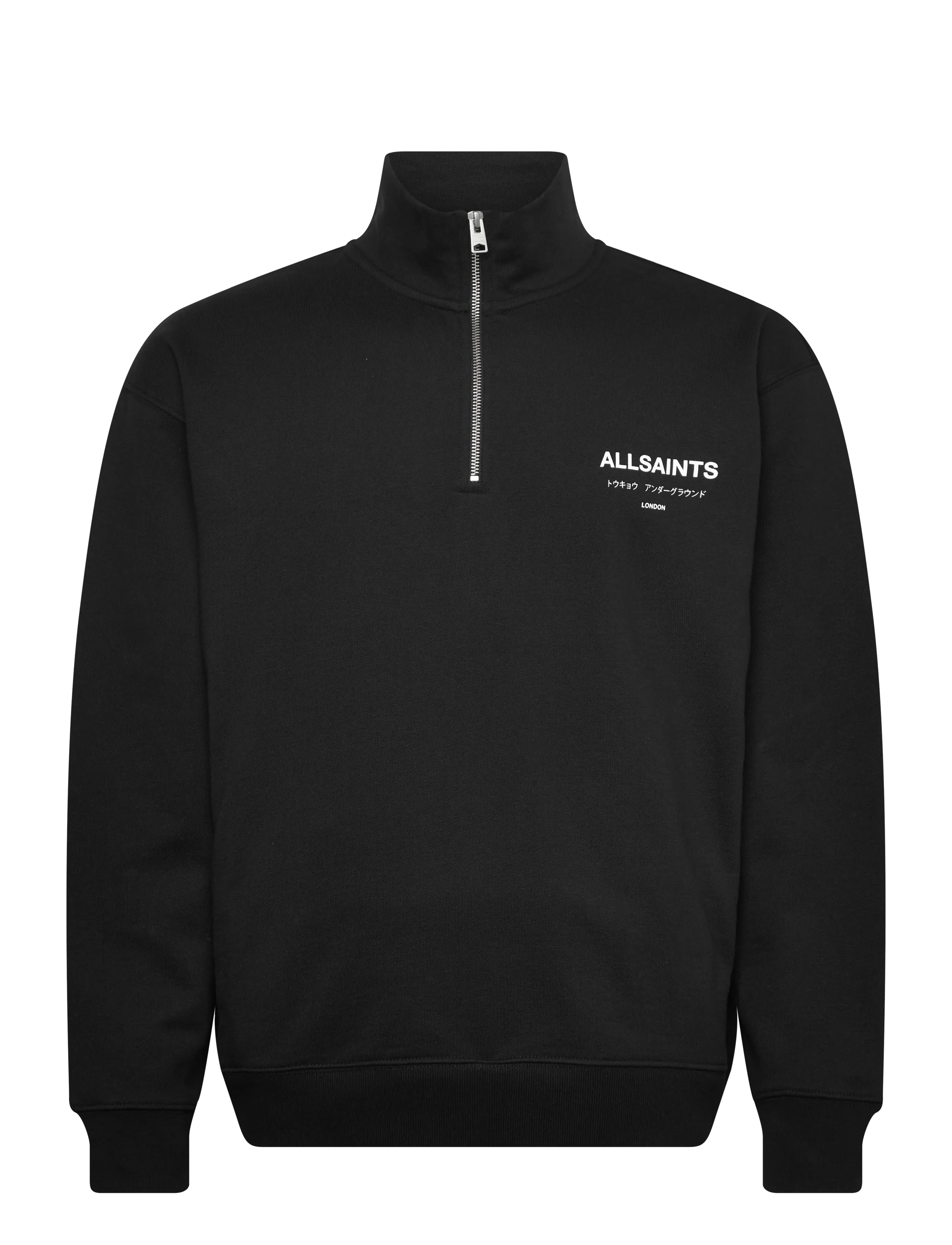 AllSaints UNDERGROUND HALF ZIP - Džemperiai - JET BLACK / black