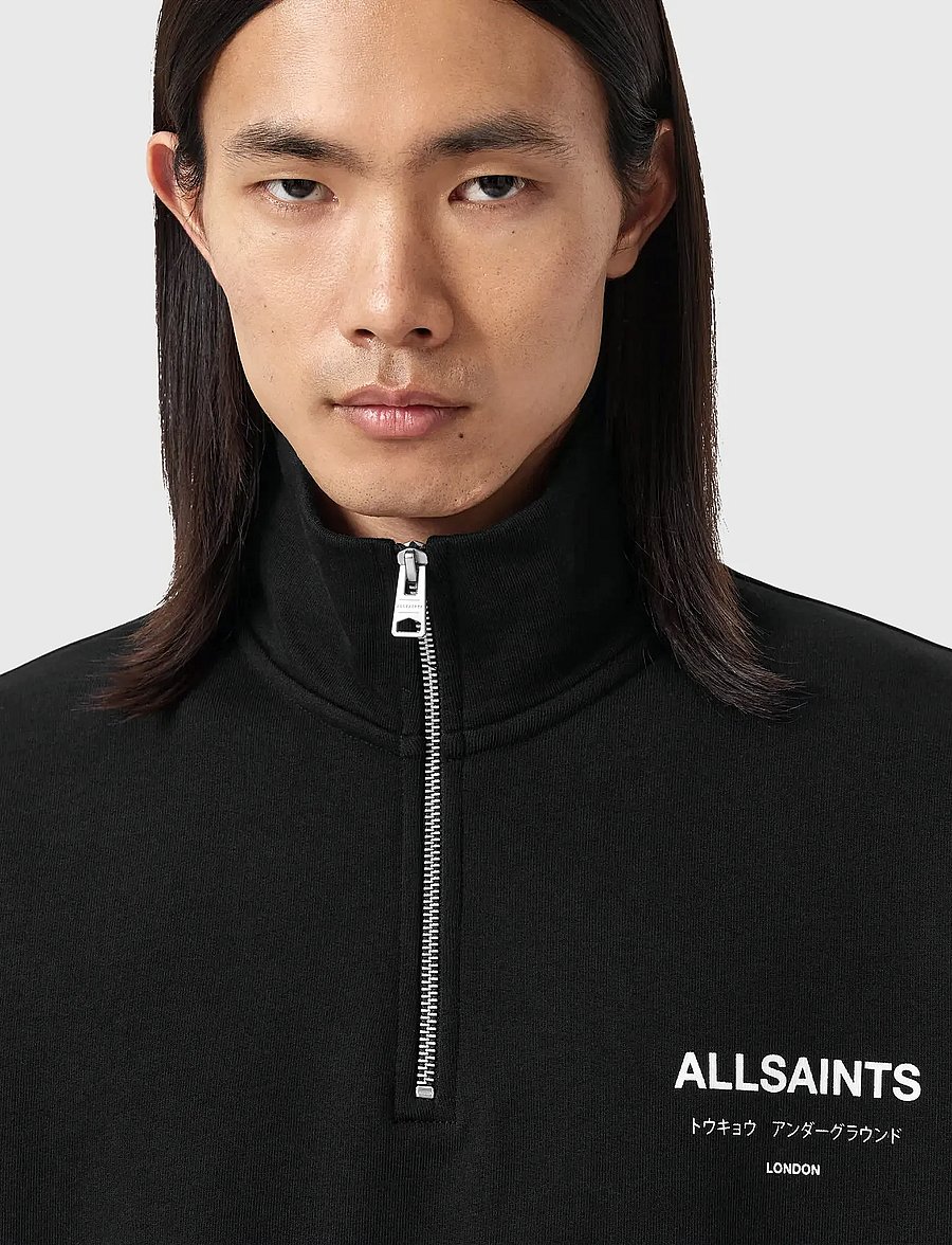AllSaints - UNDERGROUND HALF ZIP - sweatshirts - jet black - 0