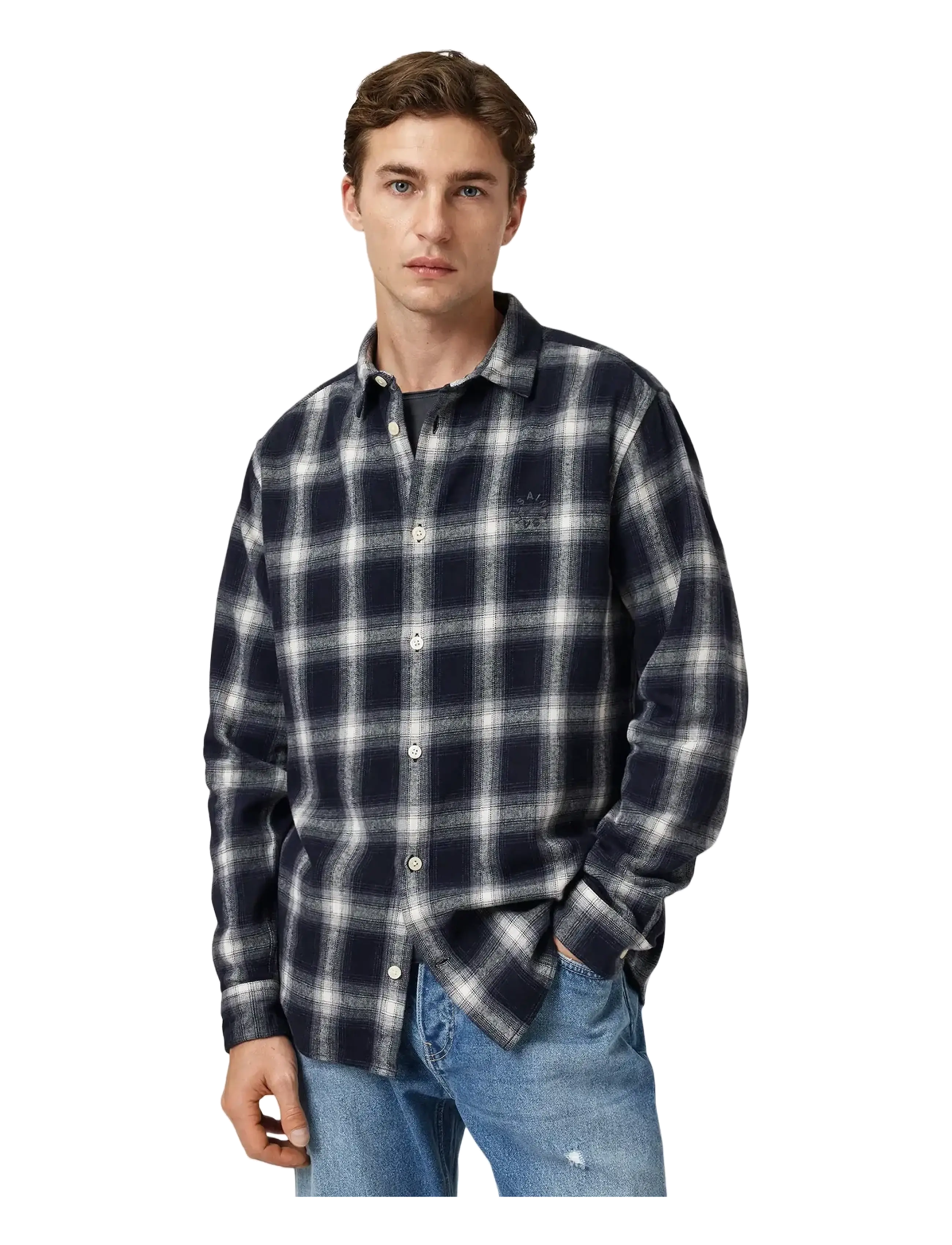 ALLSAINTS Haven Check Ls Shirt Blau - XS - Herren