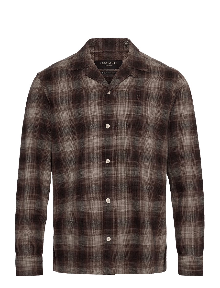AllSaints - INIKO LS SHIRT - geruite overhemden - mole brown - 0