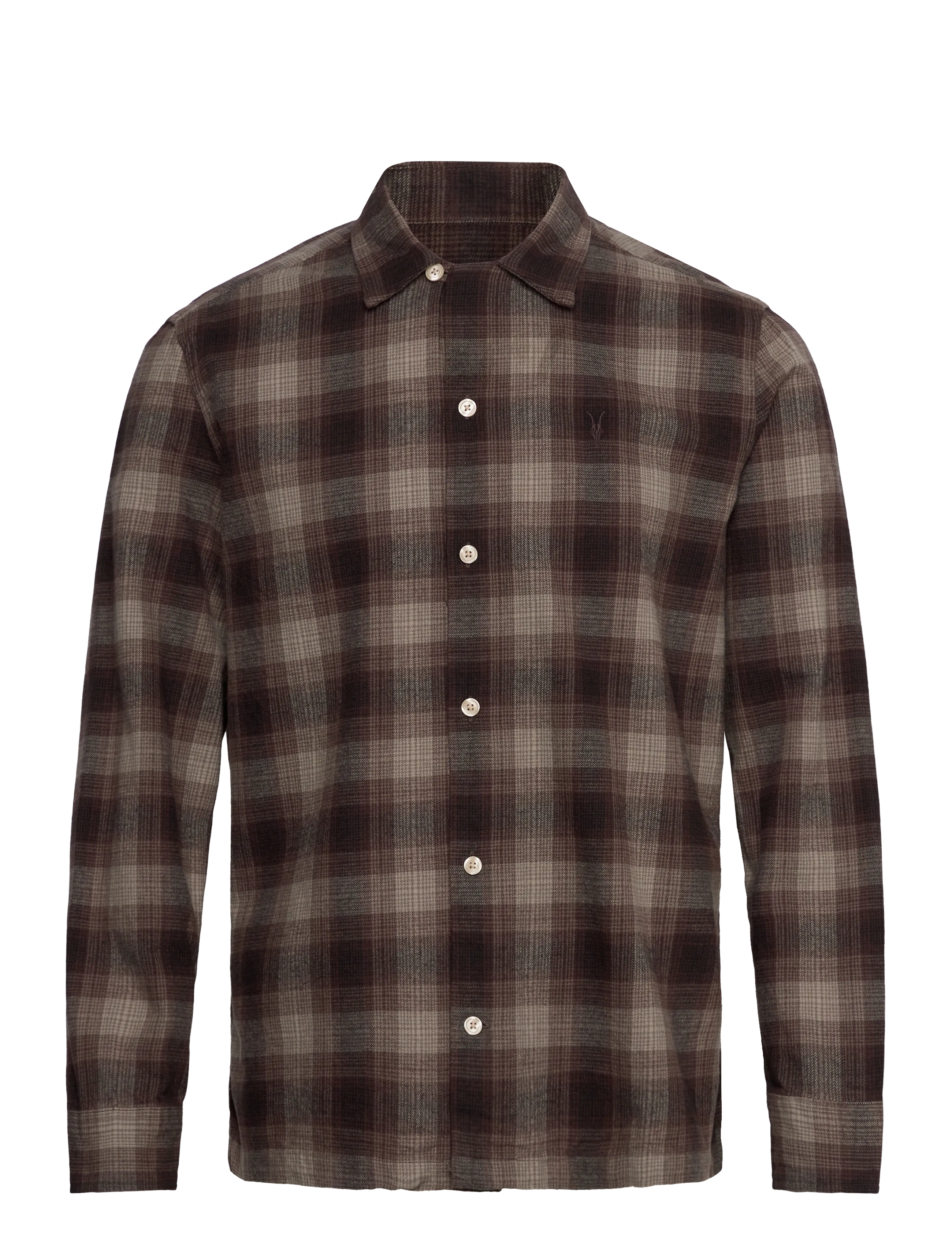 AllSaints - INIKO LS SHIRT - geruite overhemden - mole brown - 1