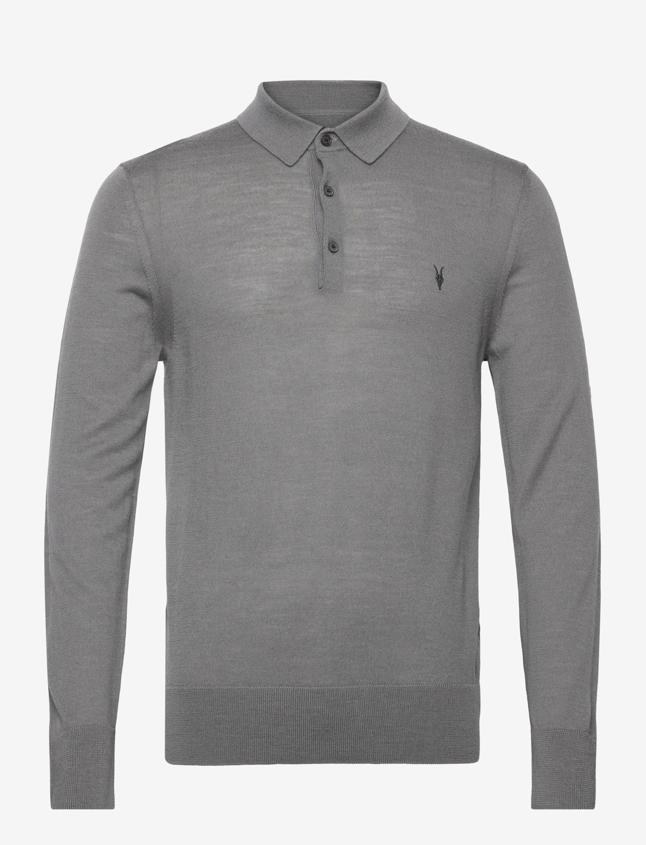 AllSaints - mode merino ls polo - sügisesed riided - asher grey - 0