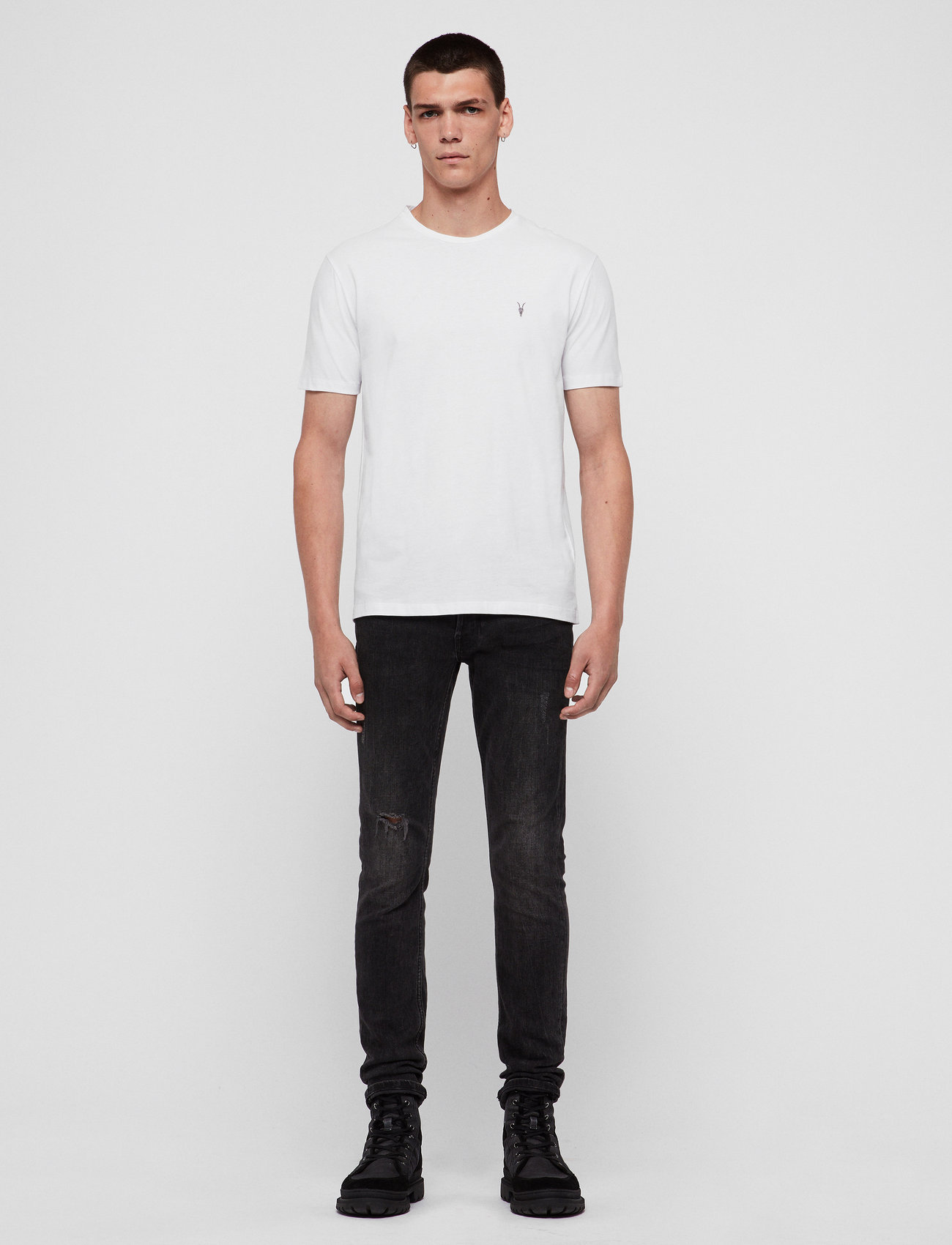 AllSaints - brace ss crew 3 pk - podstawowe koszulki - white - 1