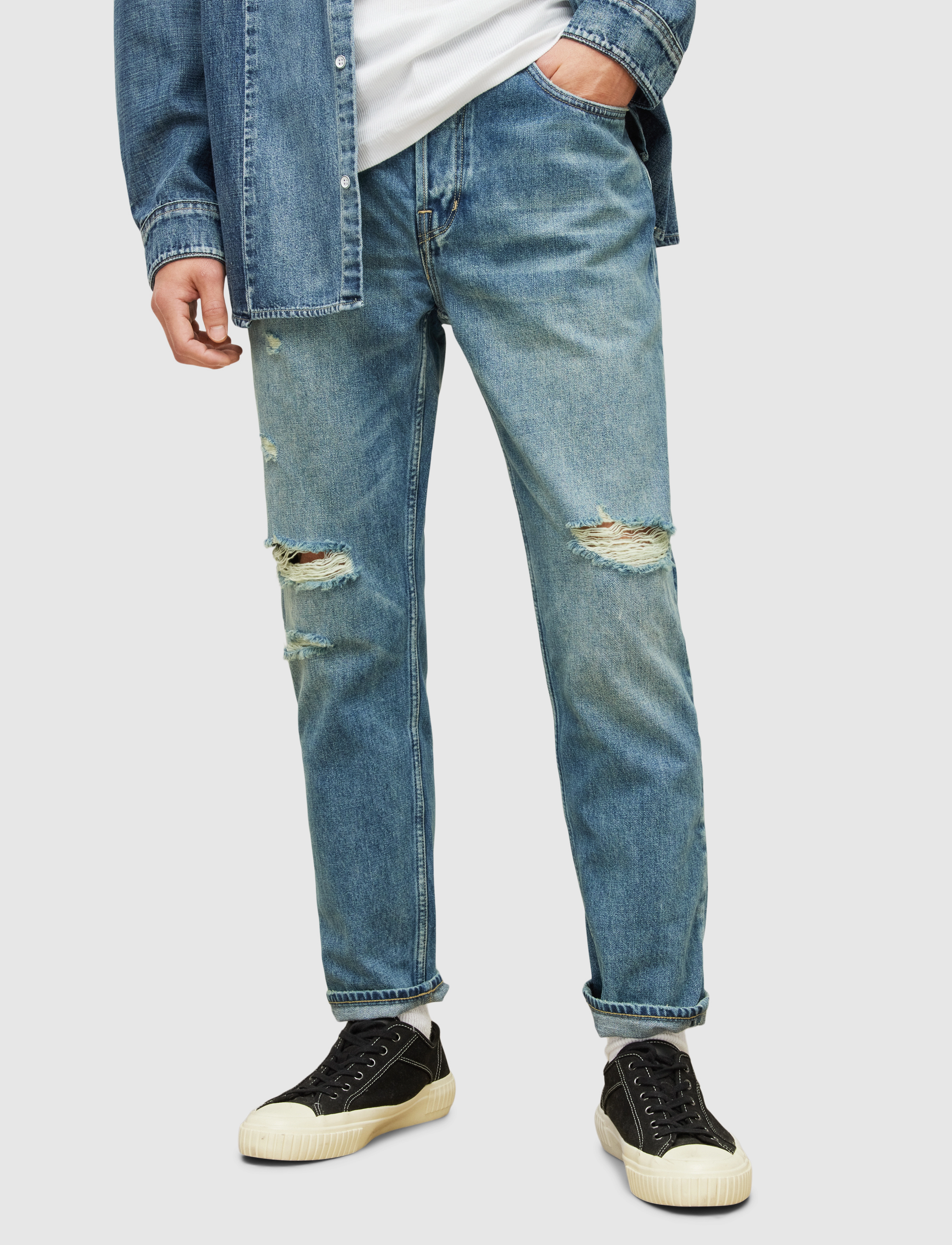 AllSaints - JACK DAMAGED - mid indigo - 2