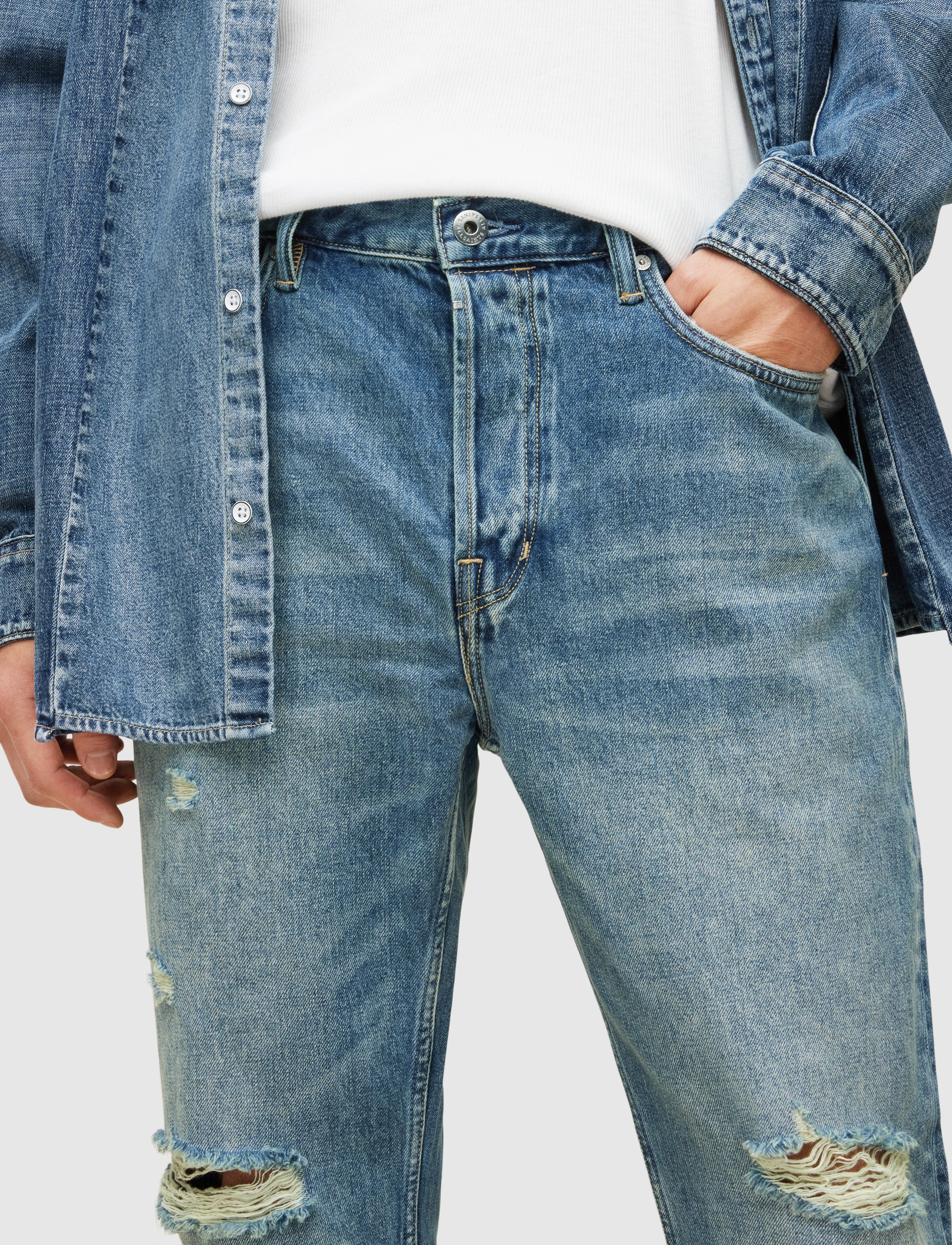 AllSaints - JACK DAMAGED - mid indigo - 3