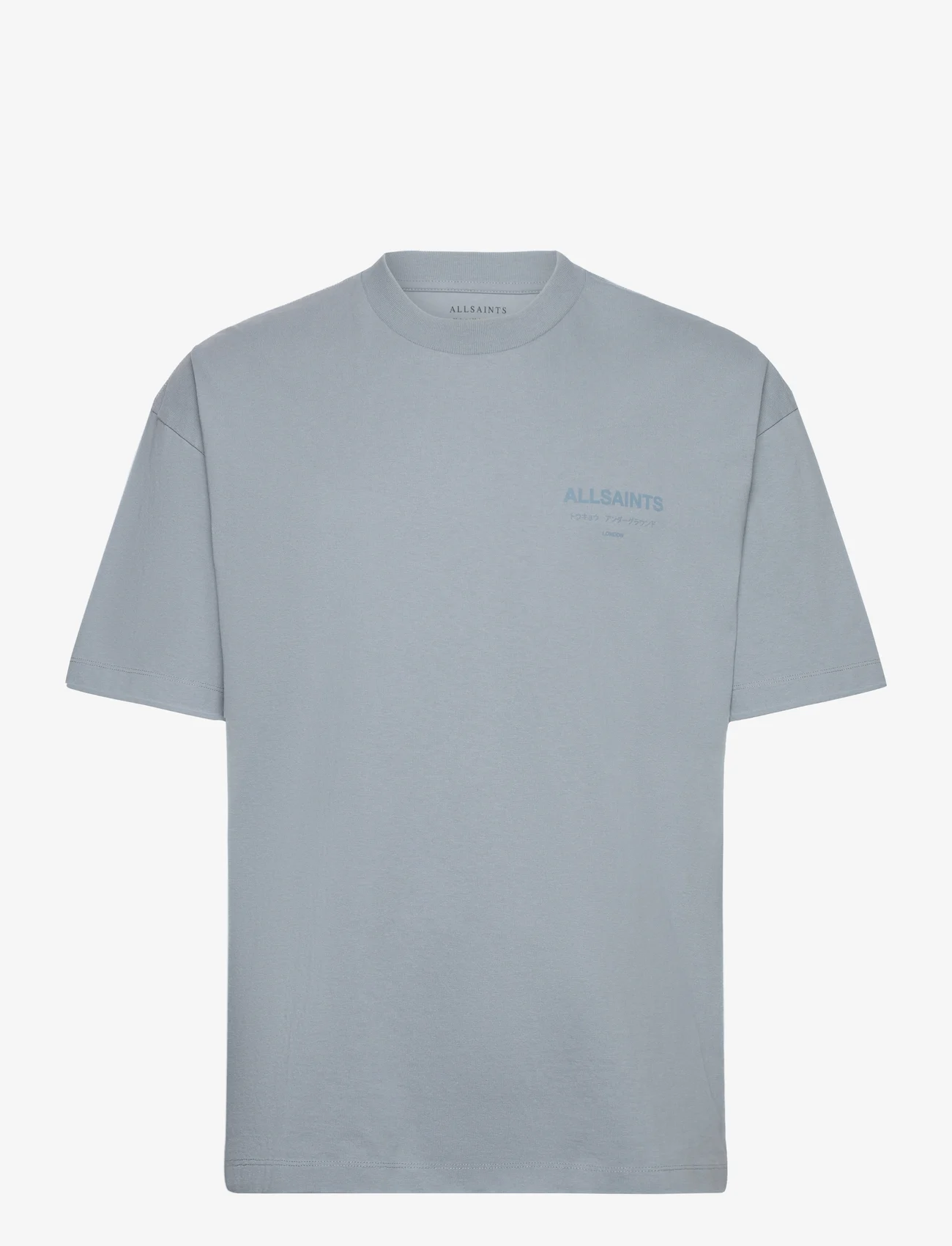AllSaints - UNDERGROUND SS CREW - short-sleeved t-shirts - dusty blue - 0