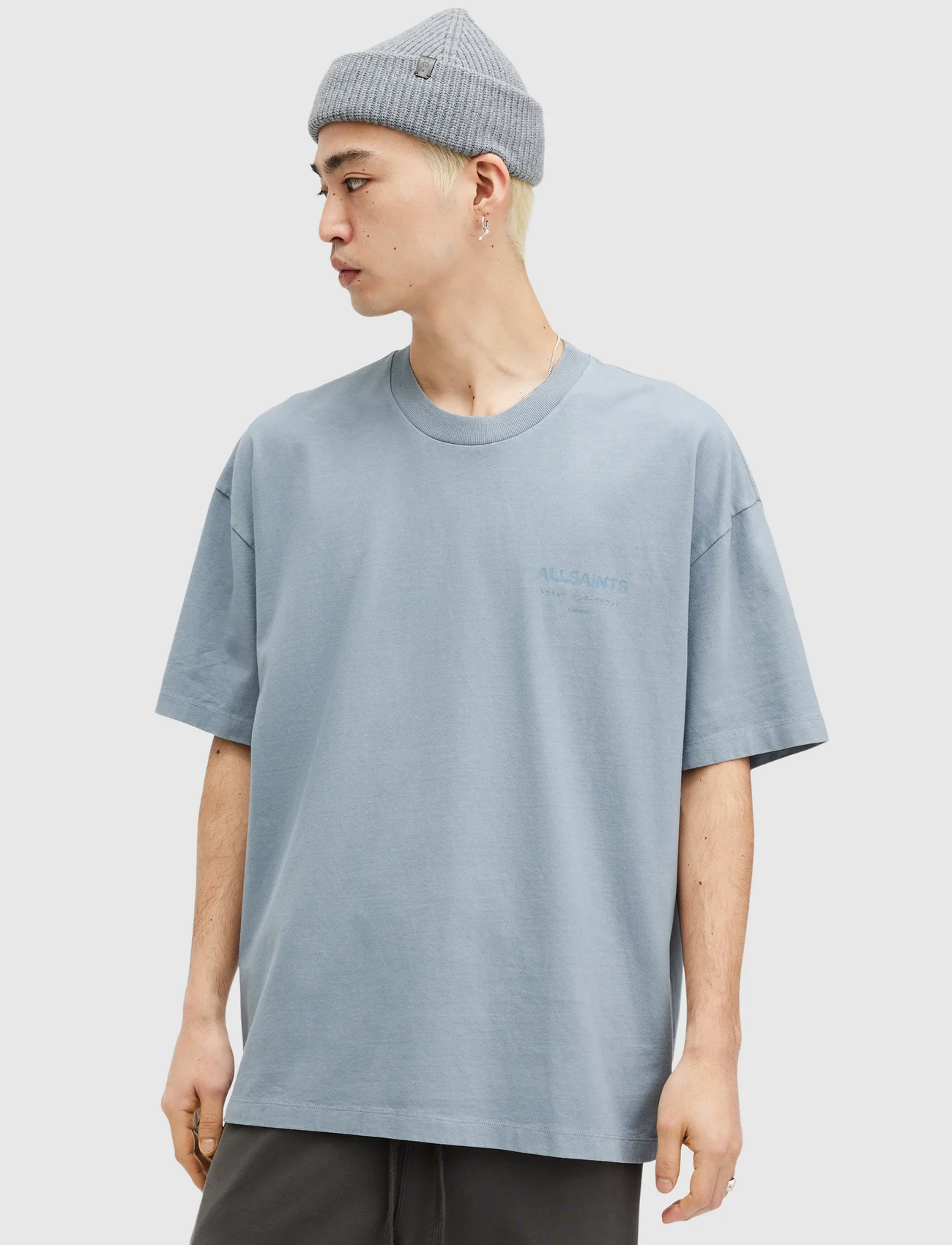 AllSaints - UNDERGROUND SS CREW - short-sleeved t-shirts - dusty blue - 1
