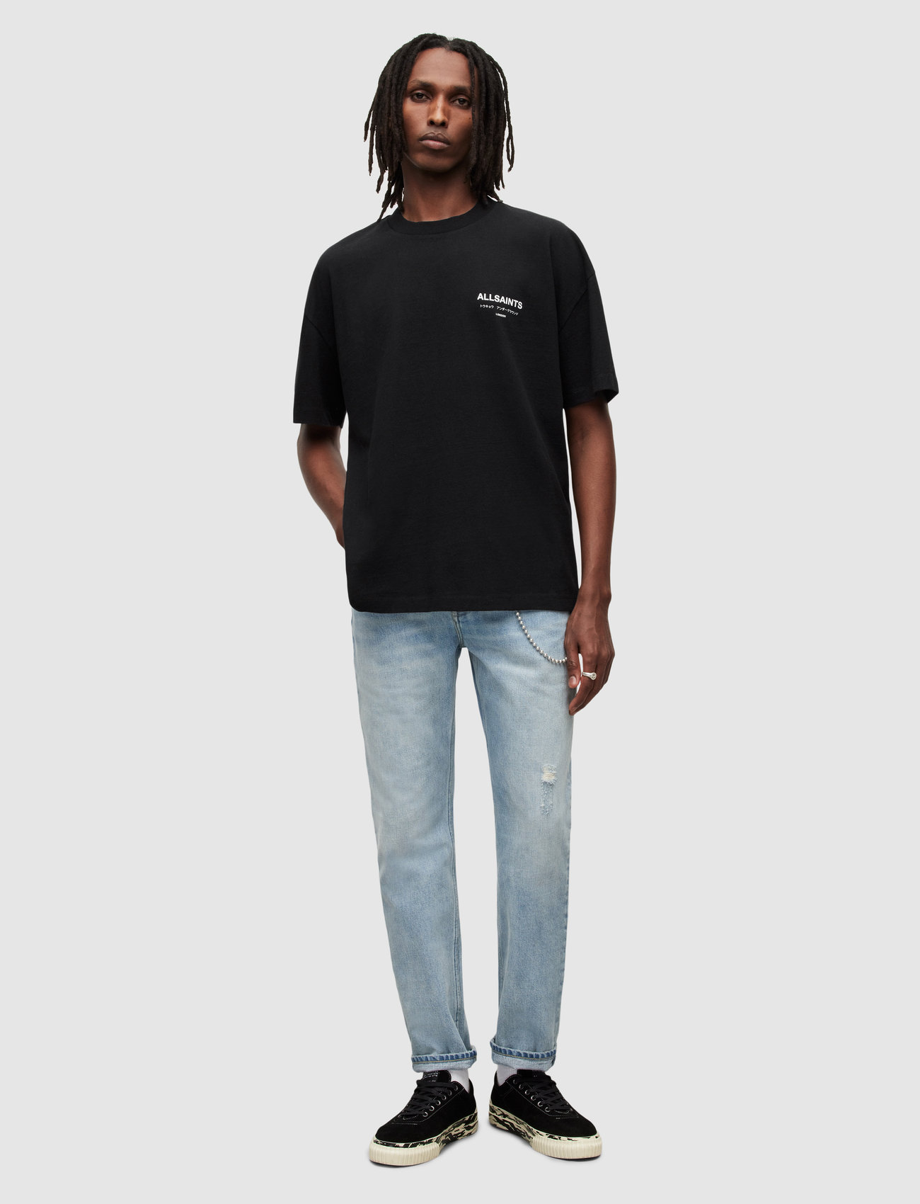 AllSaints - underground ss crew - short-sleeved t-shirts - jet black - 1