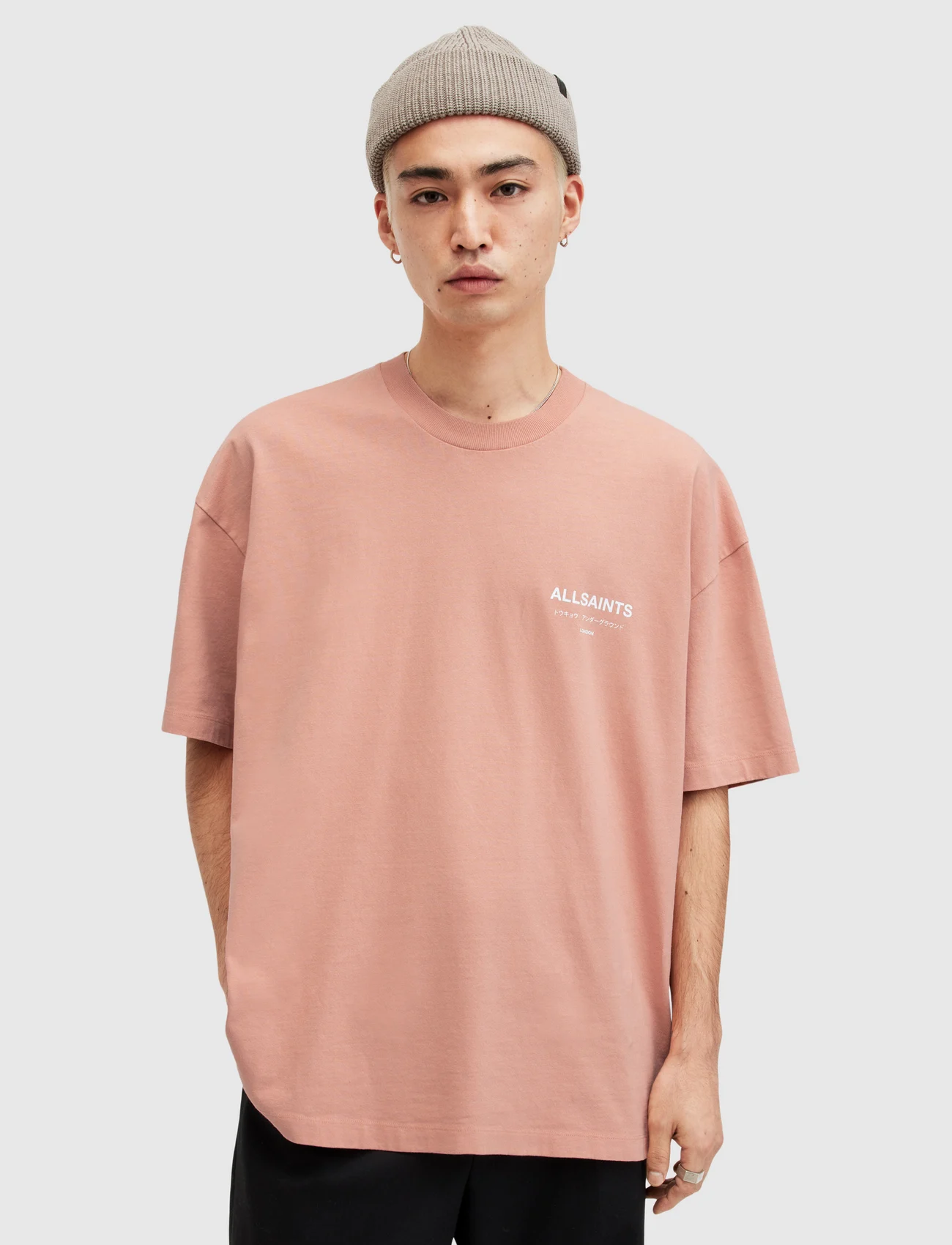 AllSaints - underground ss crew - short-sleeved t-shirts - orchid pink - 1