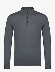 AllSaints - mode merino ls polo - knitted polos - beetle blue - 0