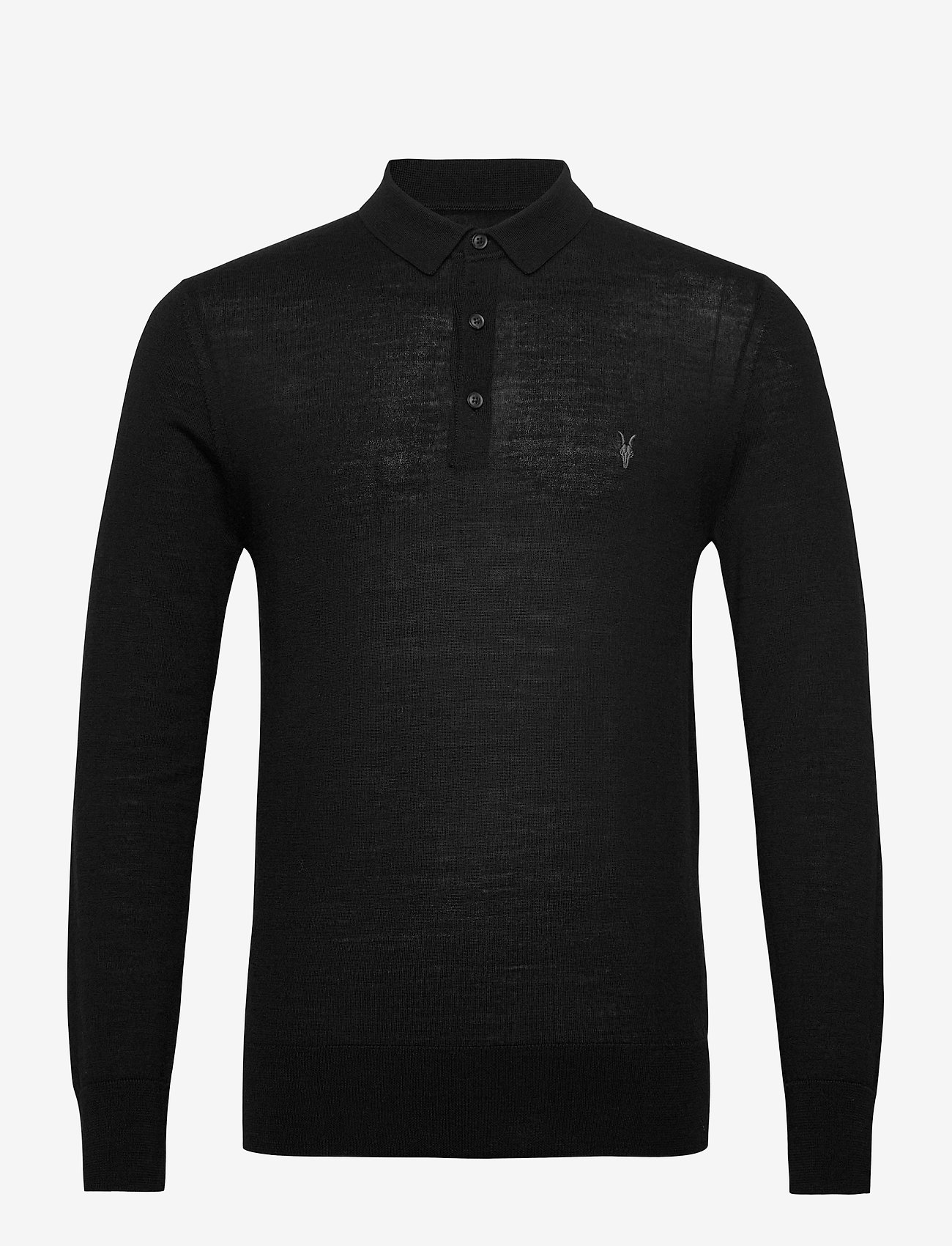AllSaints - mode merino ls polo - black - 0