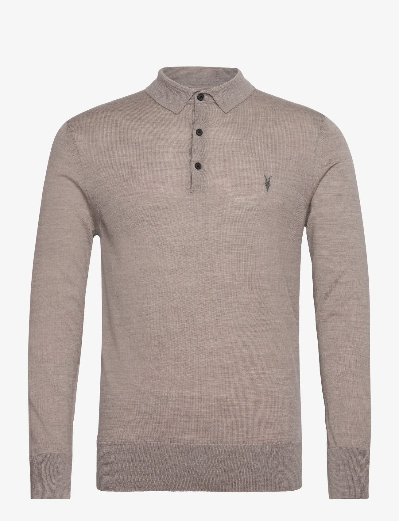 AllSaints - MODE MERINO LS POLO - geweven polo's - stone taupe marl - 0