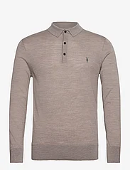 AllSaints - mode merino ls polo - knitted polos - stone taupe marl - 0