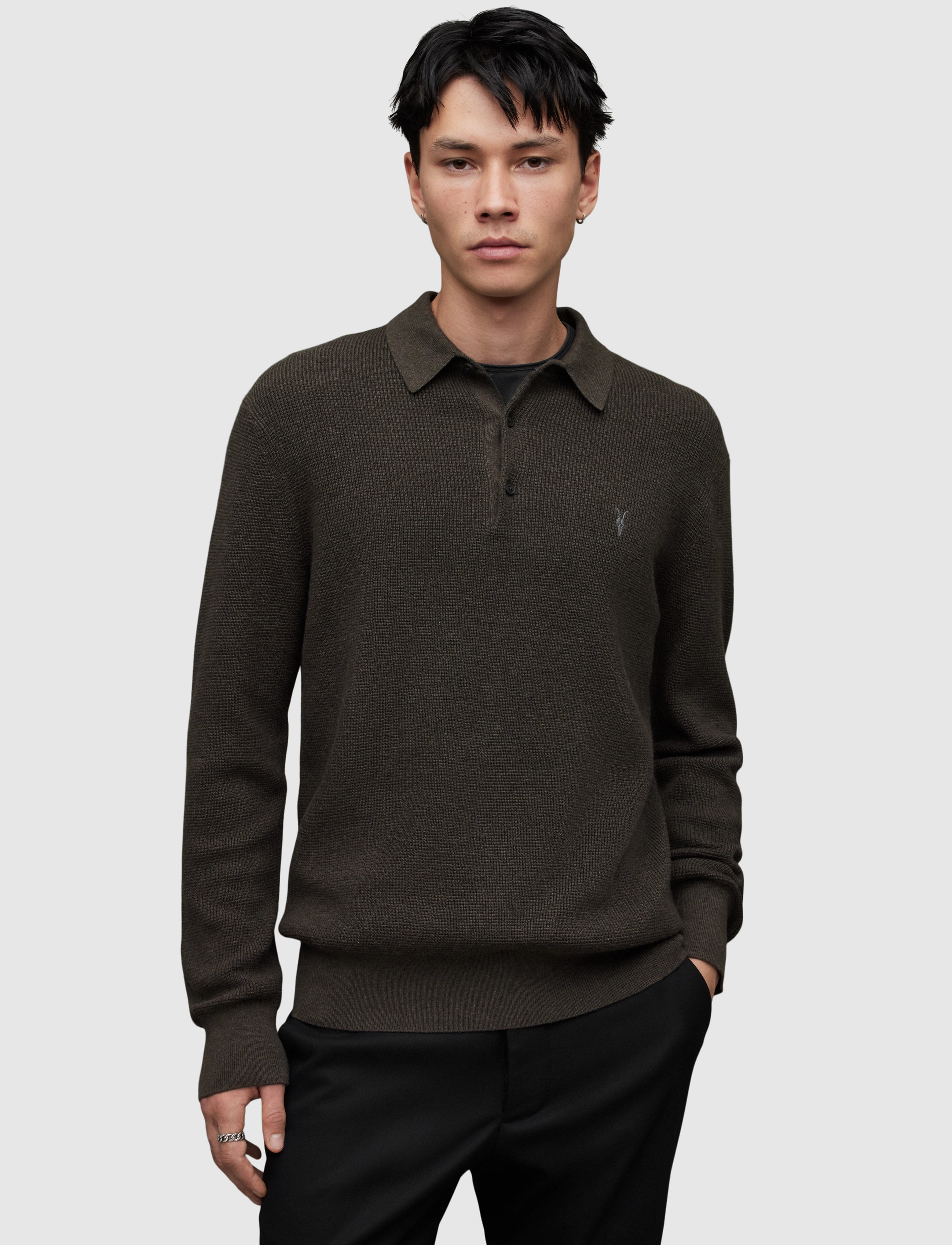 AllSaints - ASPEN LS POLO - dark ivy green mrl - 2