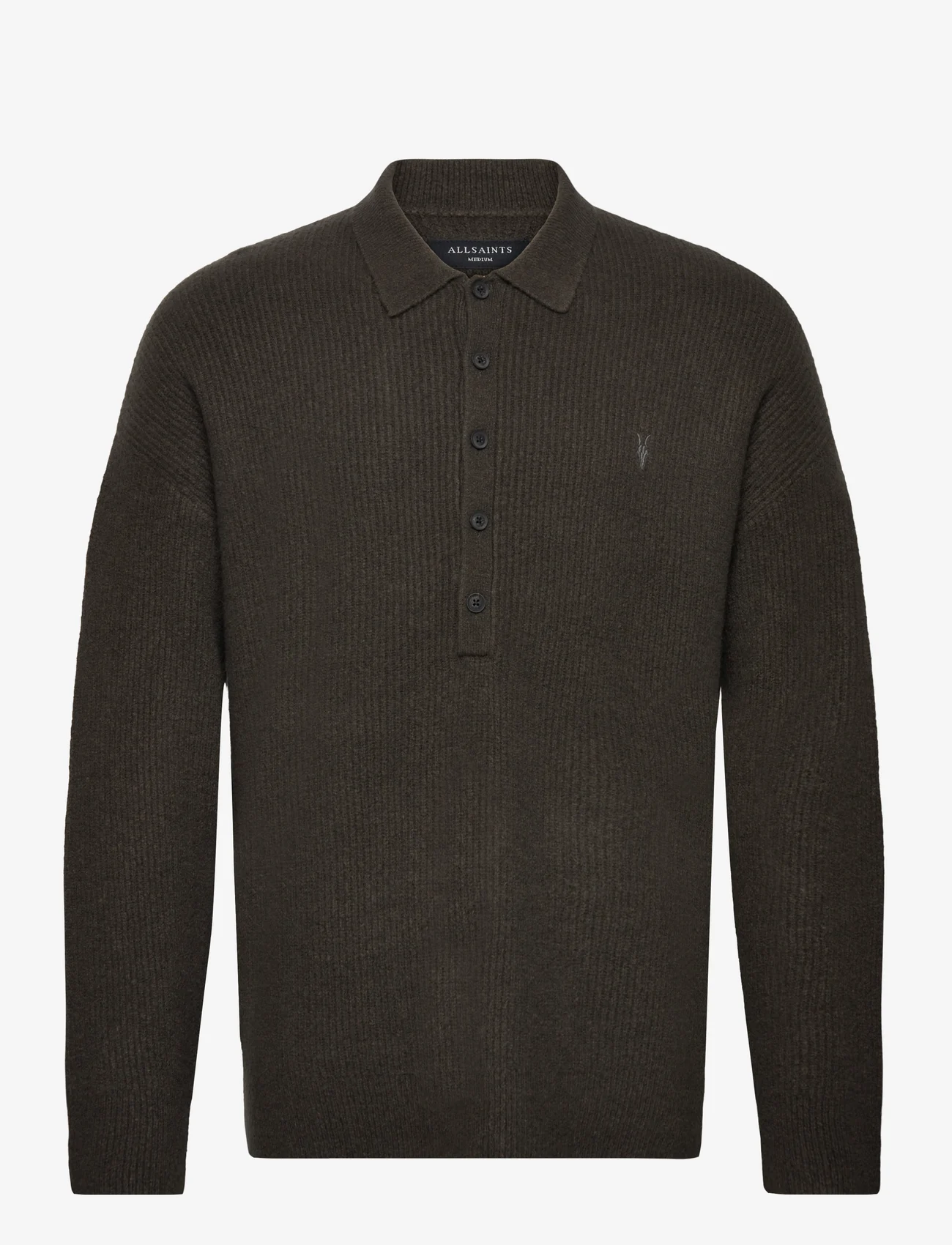 AllSaints - SHAPLEY LS POLO - knitted polos - dark ivy green - 0