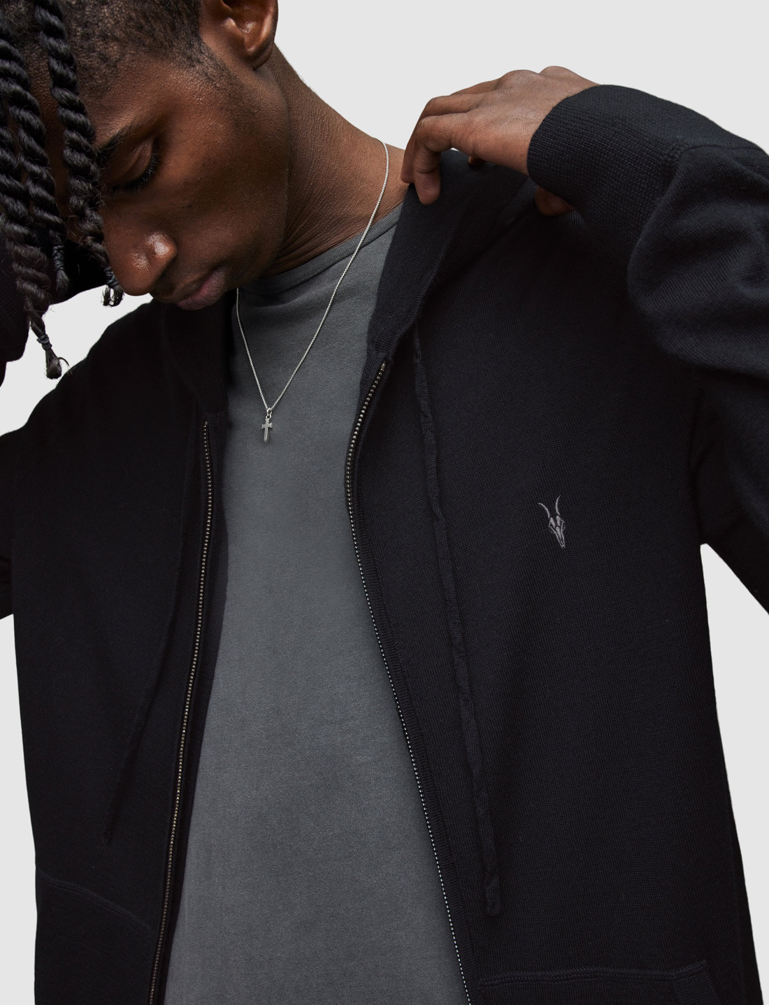 All saints mode merino zip hoodie sales