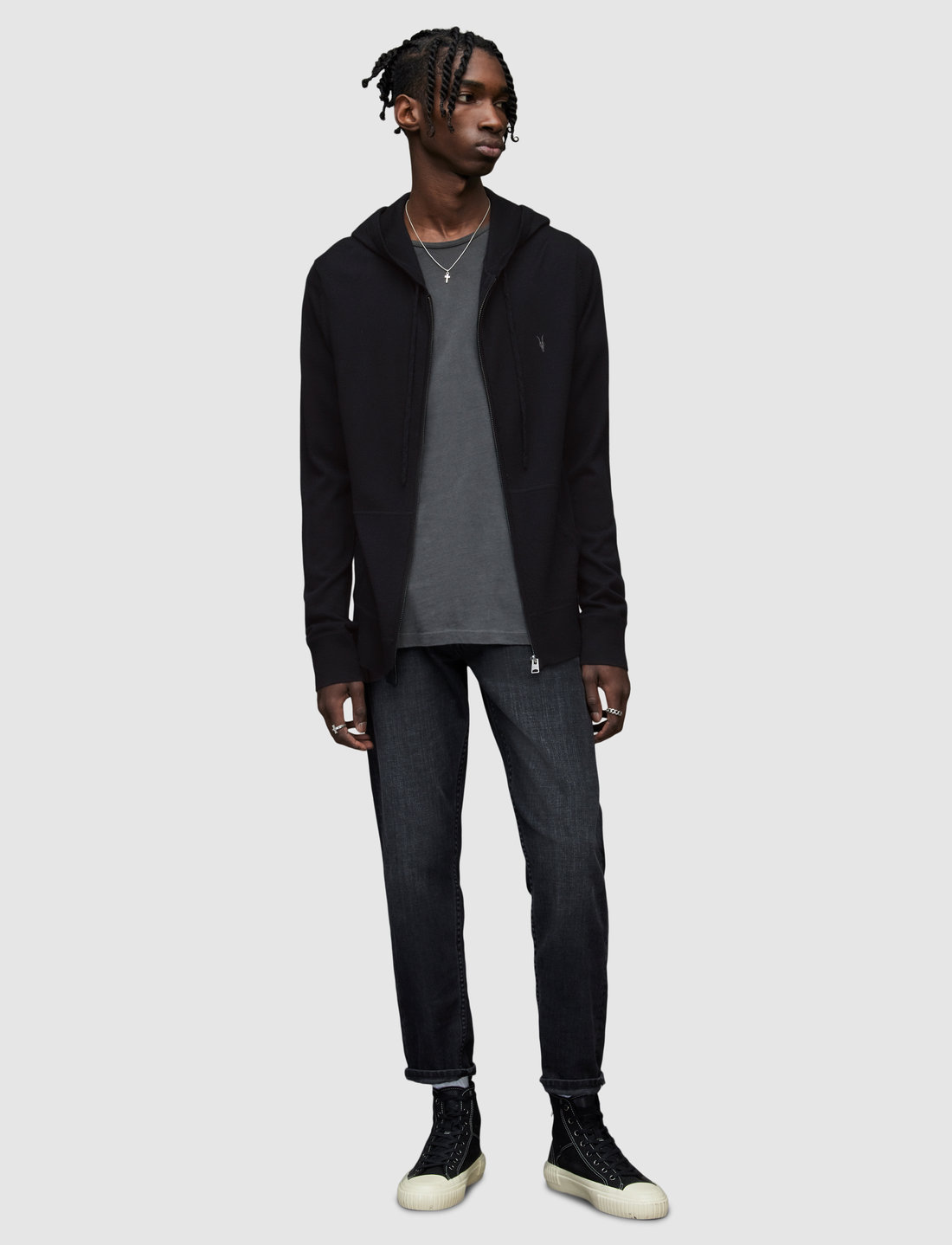 All saints mode merino top zip hoodie