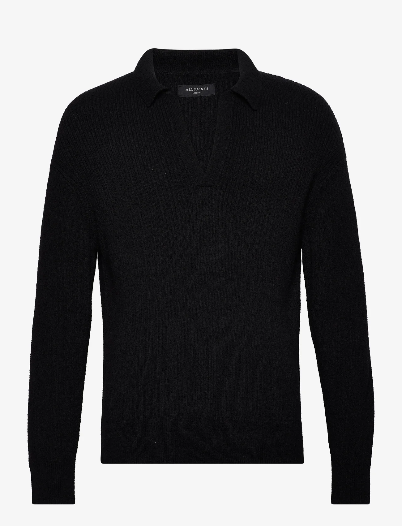 AllSaints - KANYON LS POLO - megztinis su v formos apykakle - black - 0