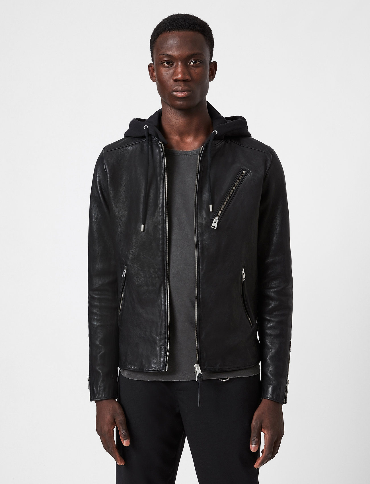 AllSaints Harwood Jacket, S, Jackets, Schwarz - Leather, Männerswear