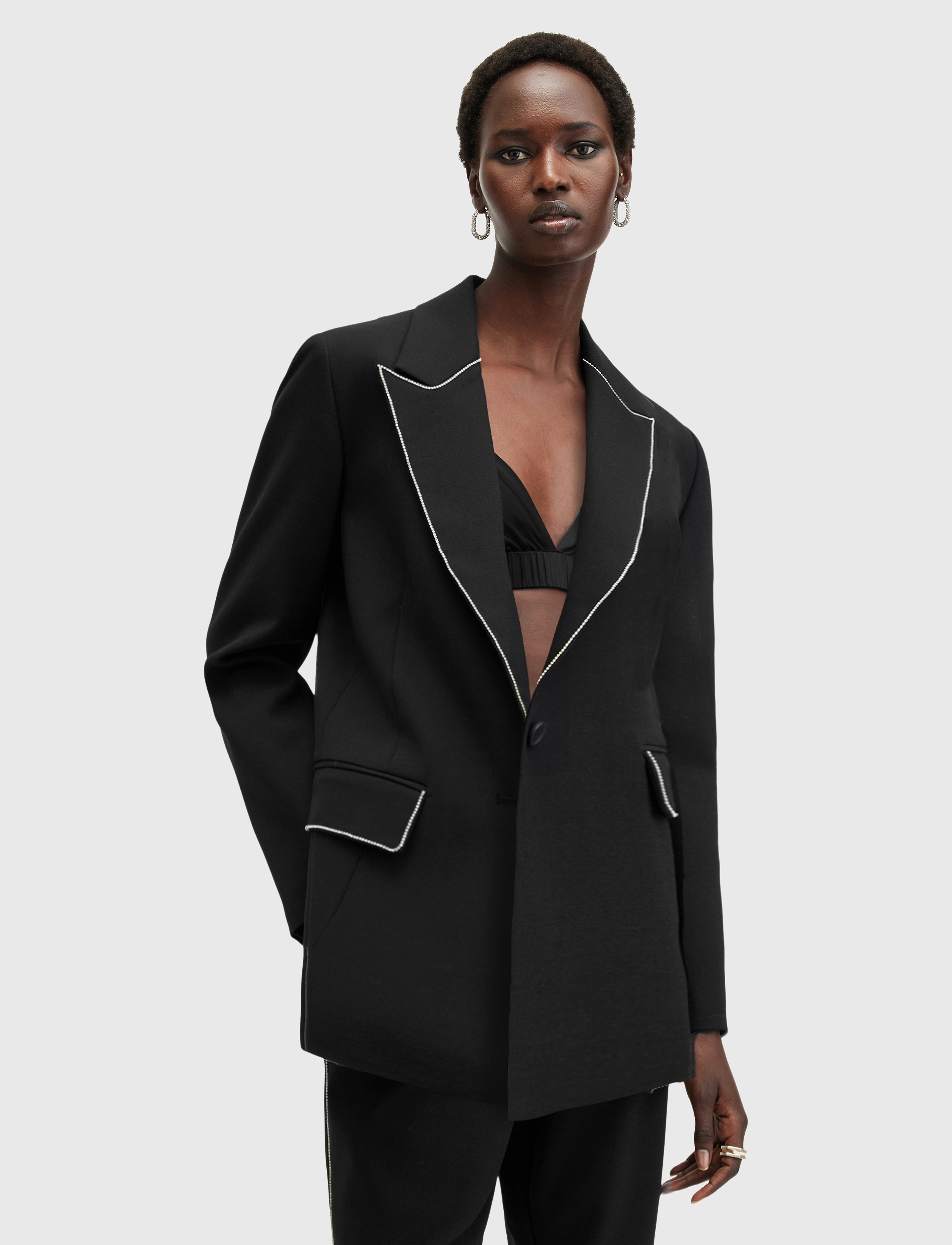 AllSaints - ATLAS KRYS BLAZER - festtøj til outletpriser - black - 2
