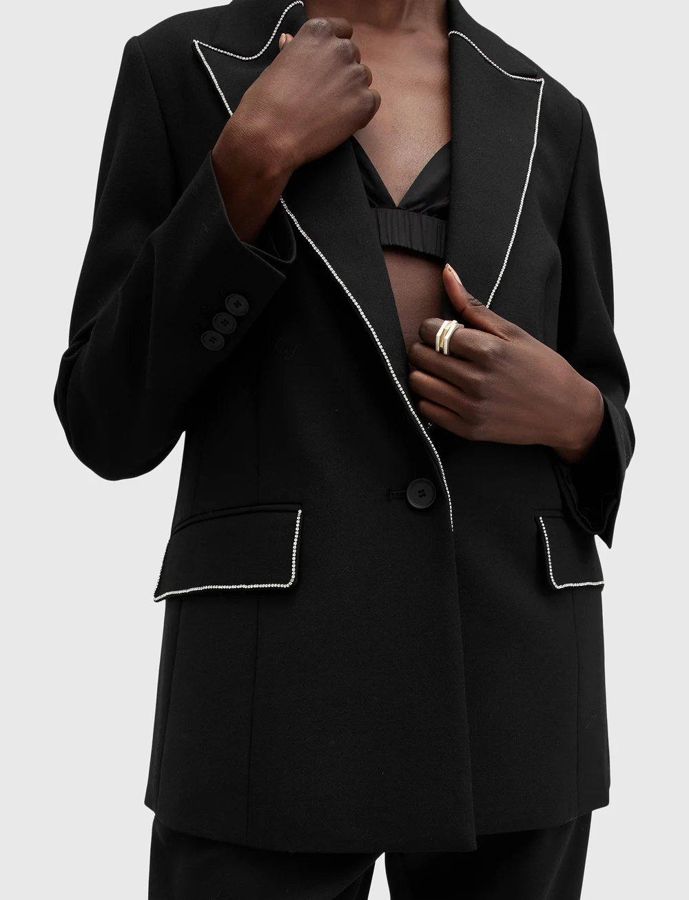 AllSaints - ATLAS KRYS BLAZER - enkelknäppta kavajer - black - 3