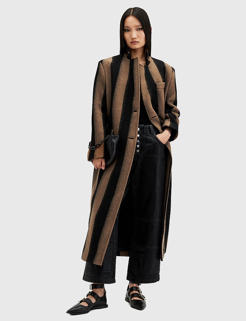 AllSaints - JAMES STRIPE COAT - vinterjakker - brown/black - 0