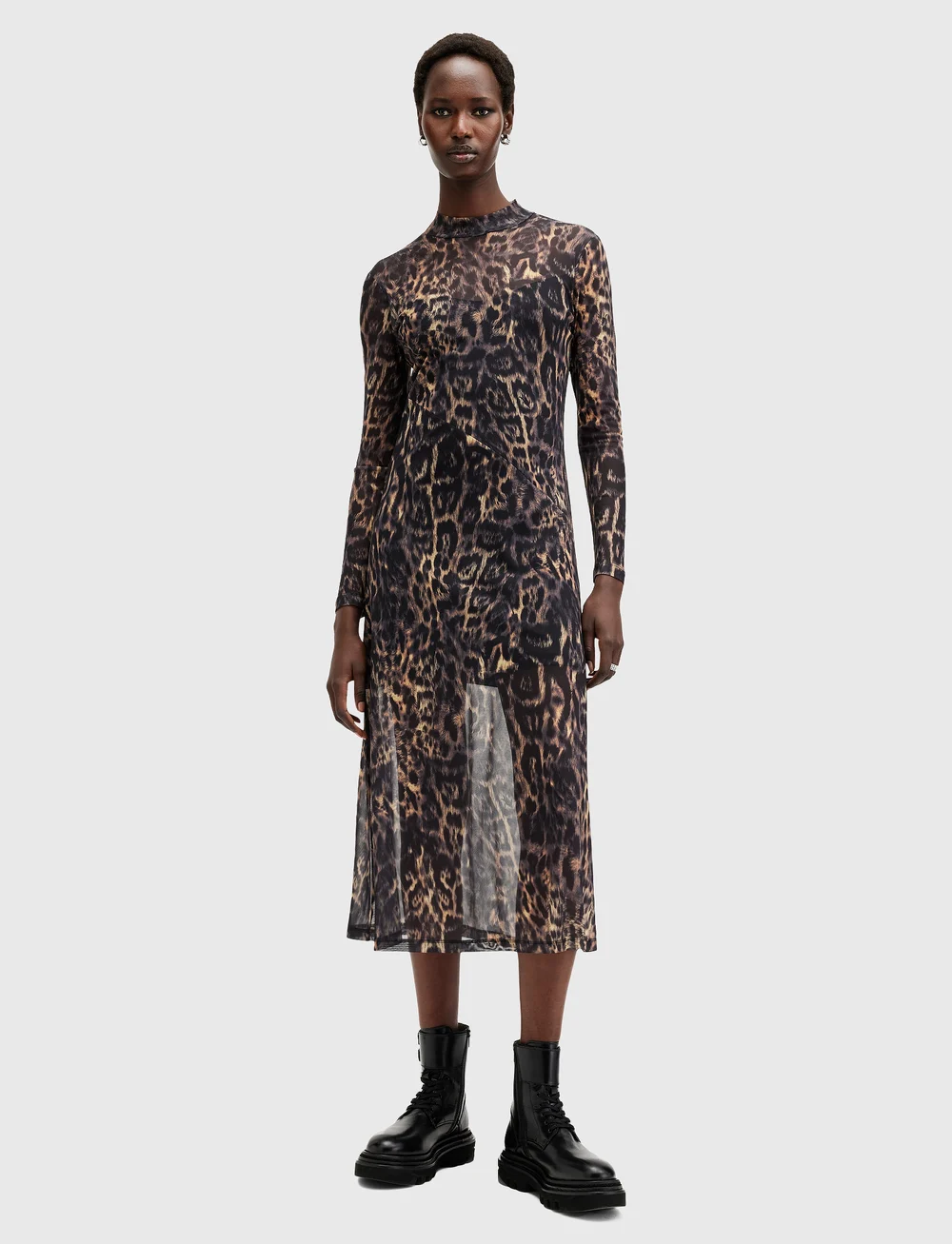 AllSaints - HANNA MESH DRESS - t-shirtklänningar - jinx golden brown - 2