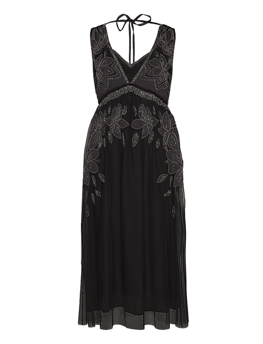 AllSaints - LAIA EMB DRESS - midikleider - black - 0