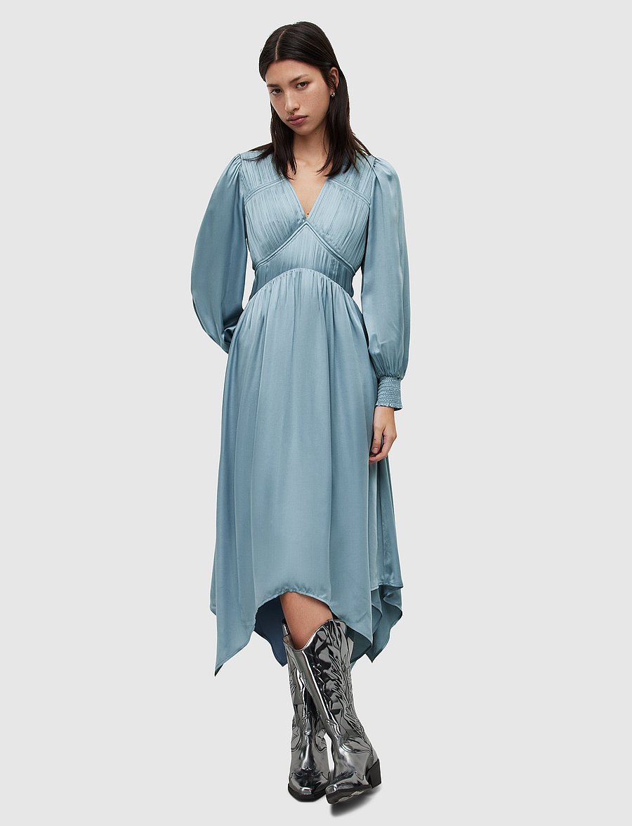 AllSaints - ESTELLE DRESS - midikleider - blue slate - 0
