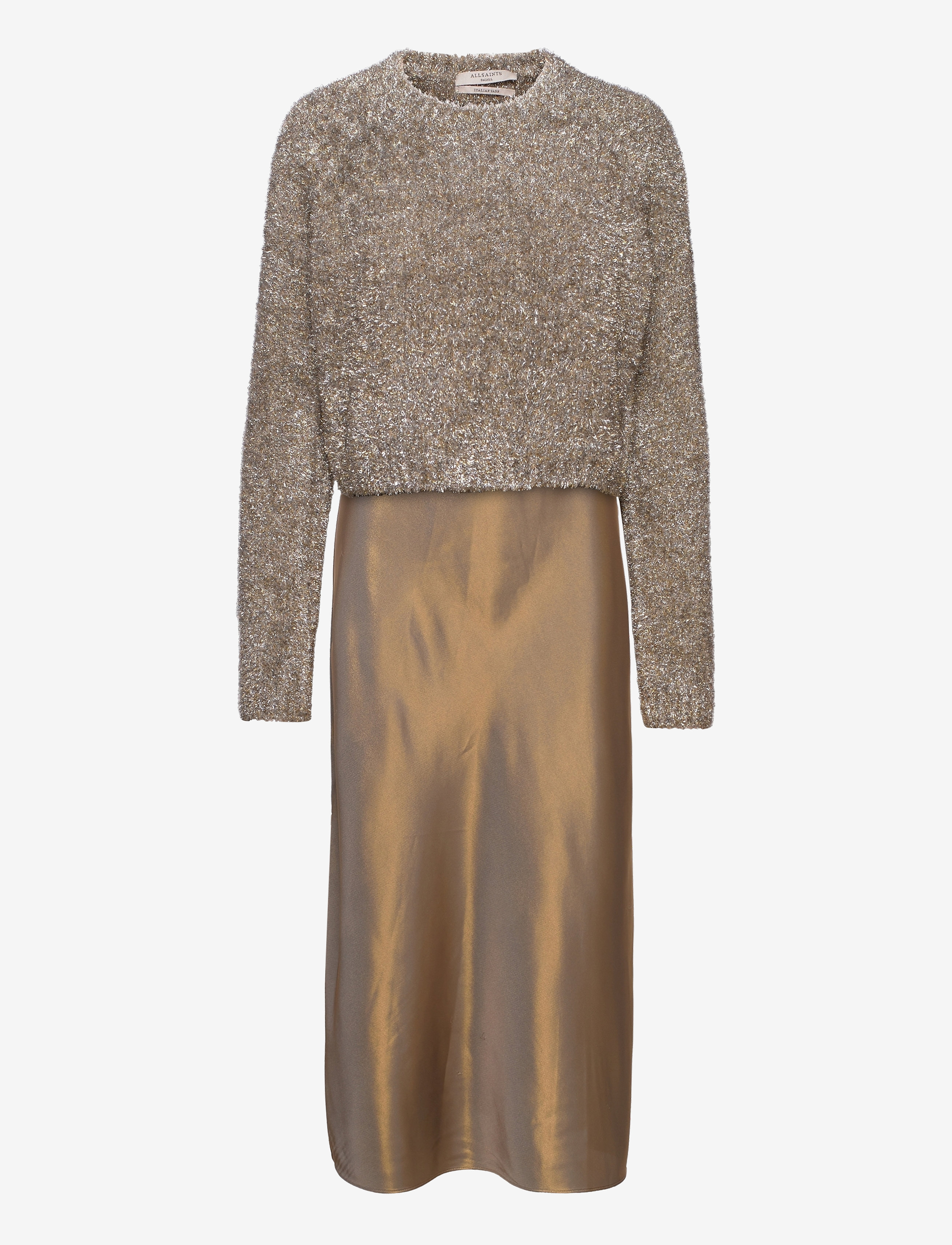 AllSaints - ROSETTA TINSEL DRESS - gold/khaki gold - 1