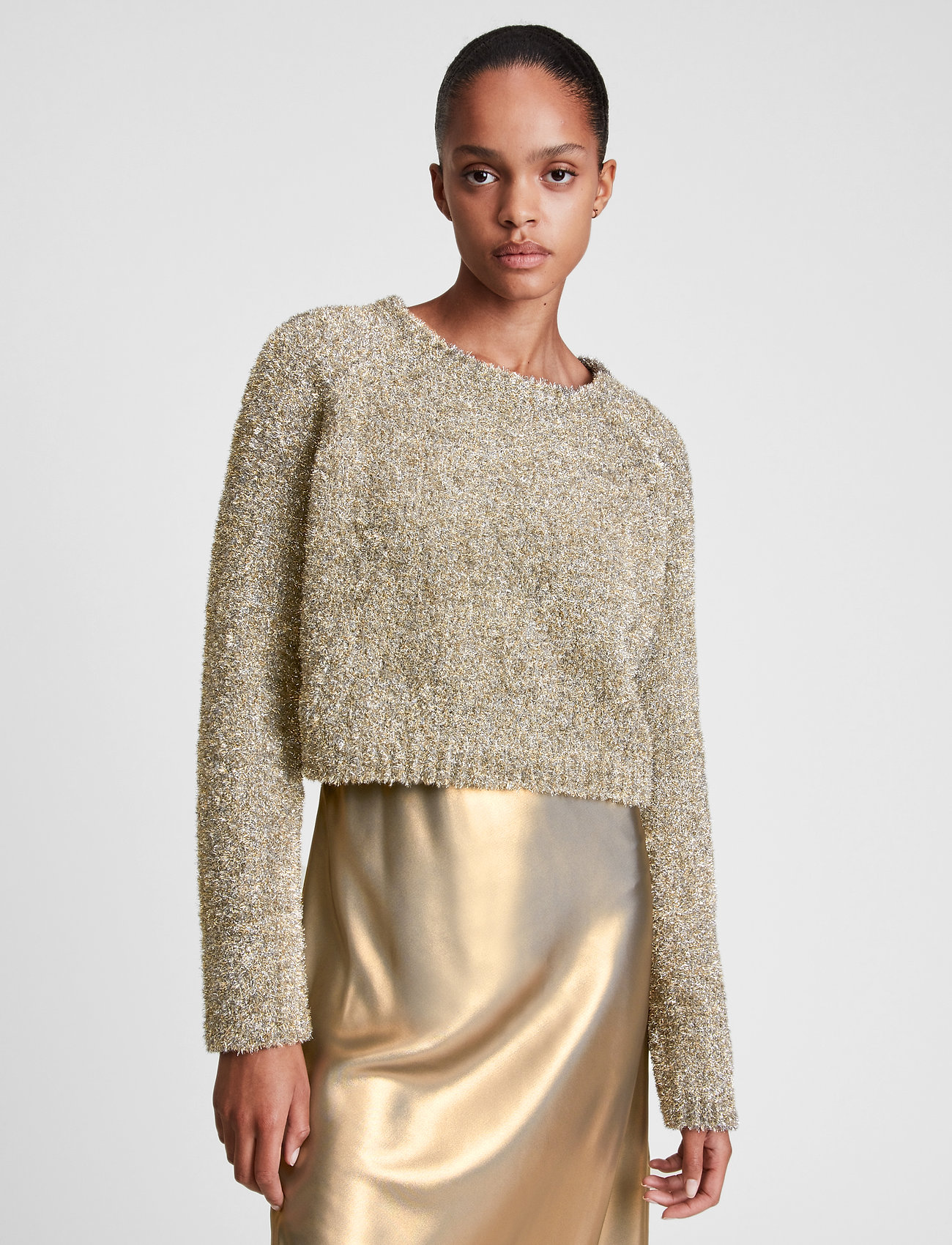 AllSaints - ROSETTA TINSEL DRESS - gold/khaki gold - 4