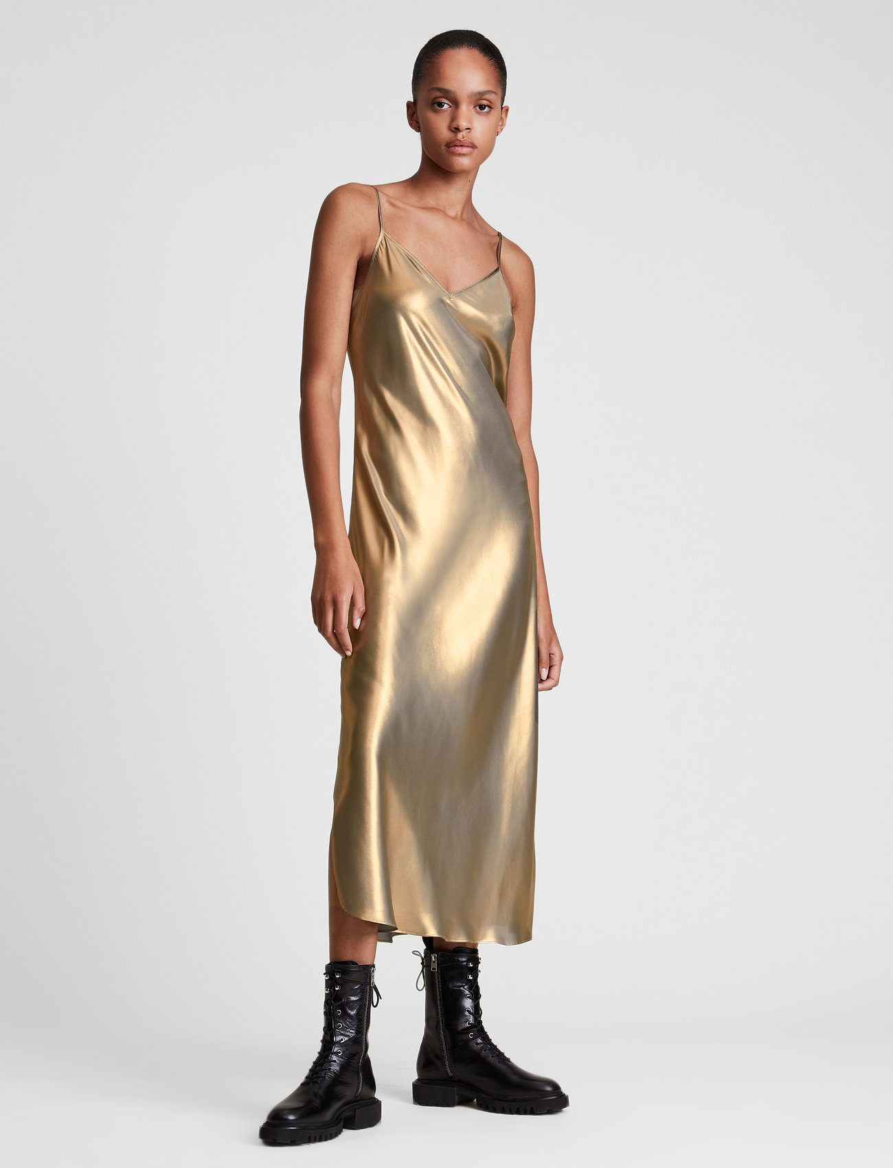 AllSaints - ROSETTA TINSEL DRESS - gold/khaki gold - 5