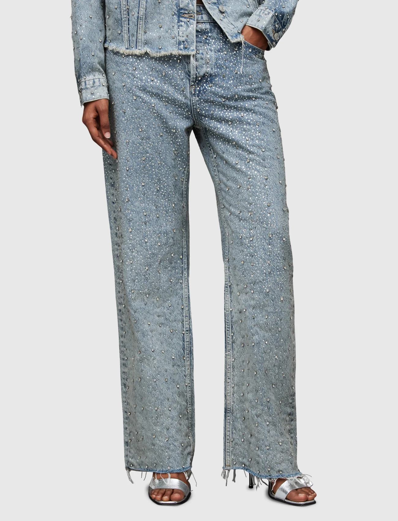 AllSaints - WENDEL CRYSTAL JEANS - wide leg jeans - light indigo - 0