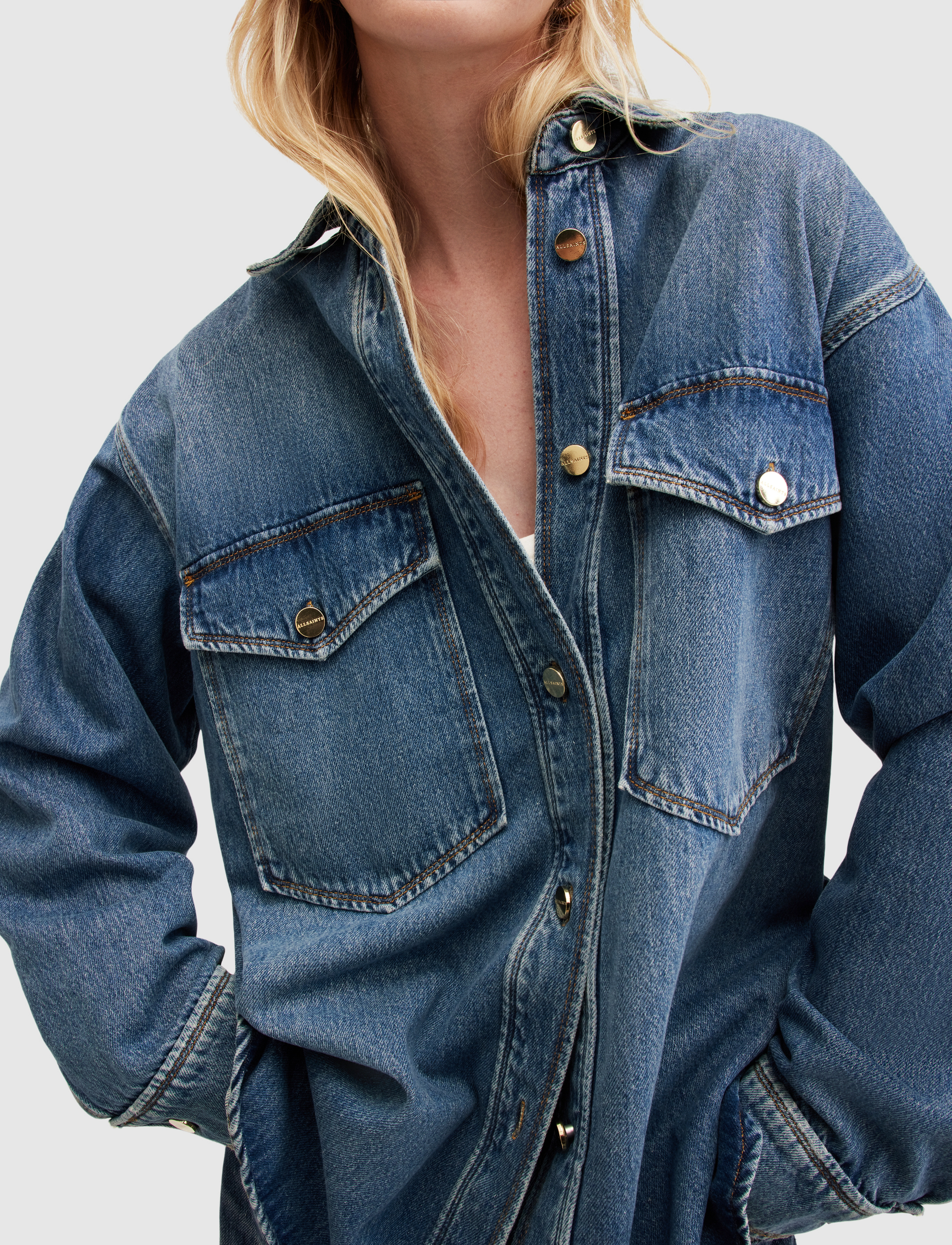 AllSaints - ALBA OVERSIZED SHIRT - mid indigo - 4
