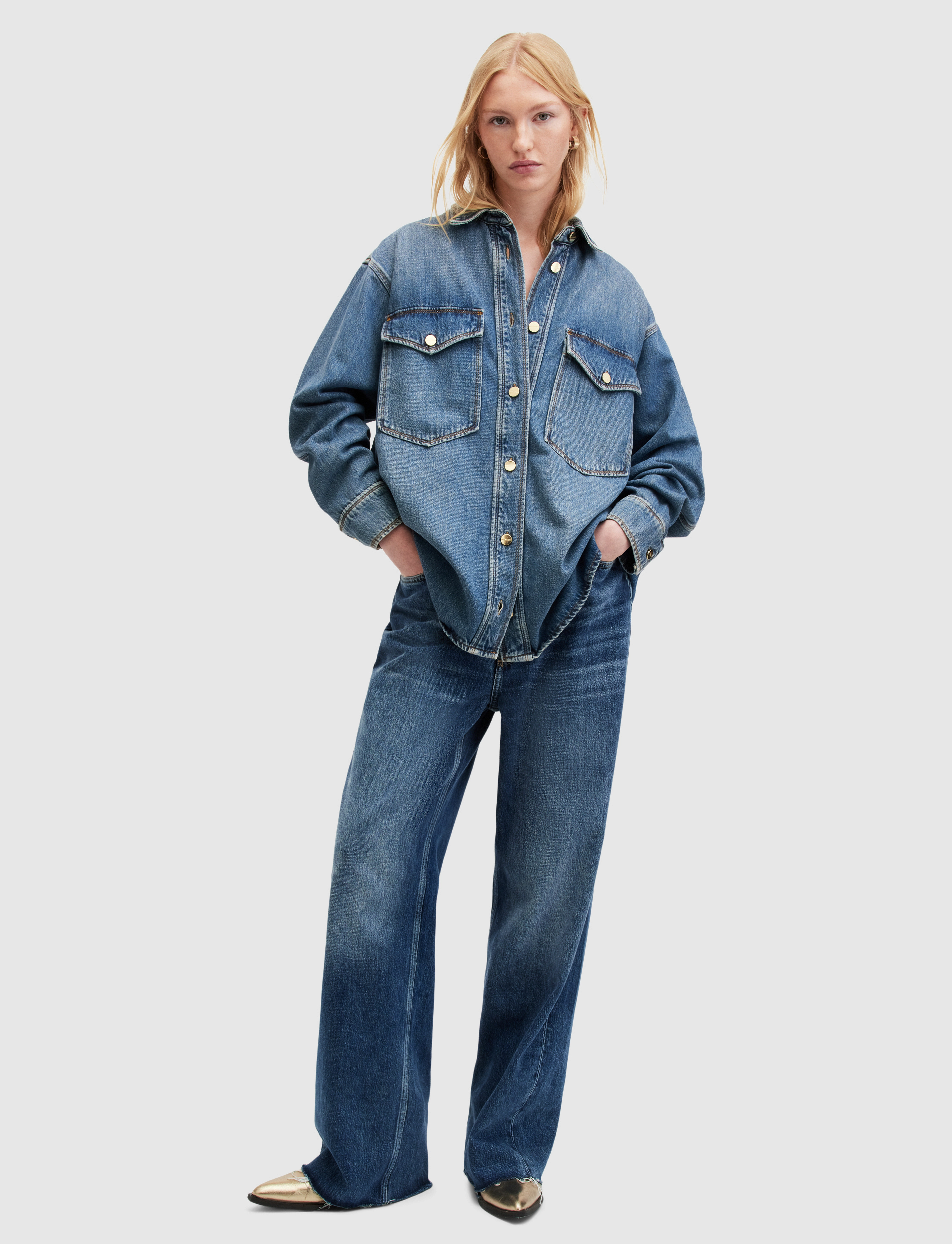 AllSaints - ALBA OVERSIZED SHIRT - mid indigo - 5