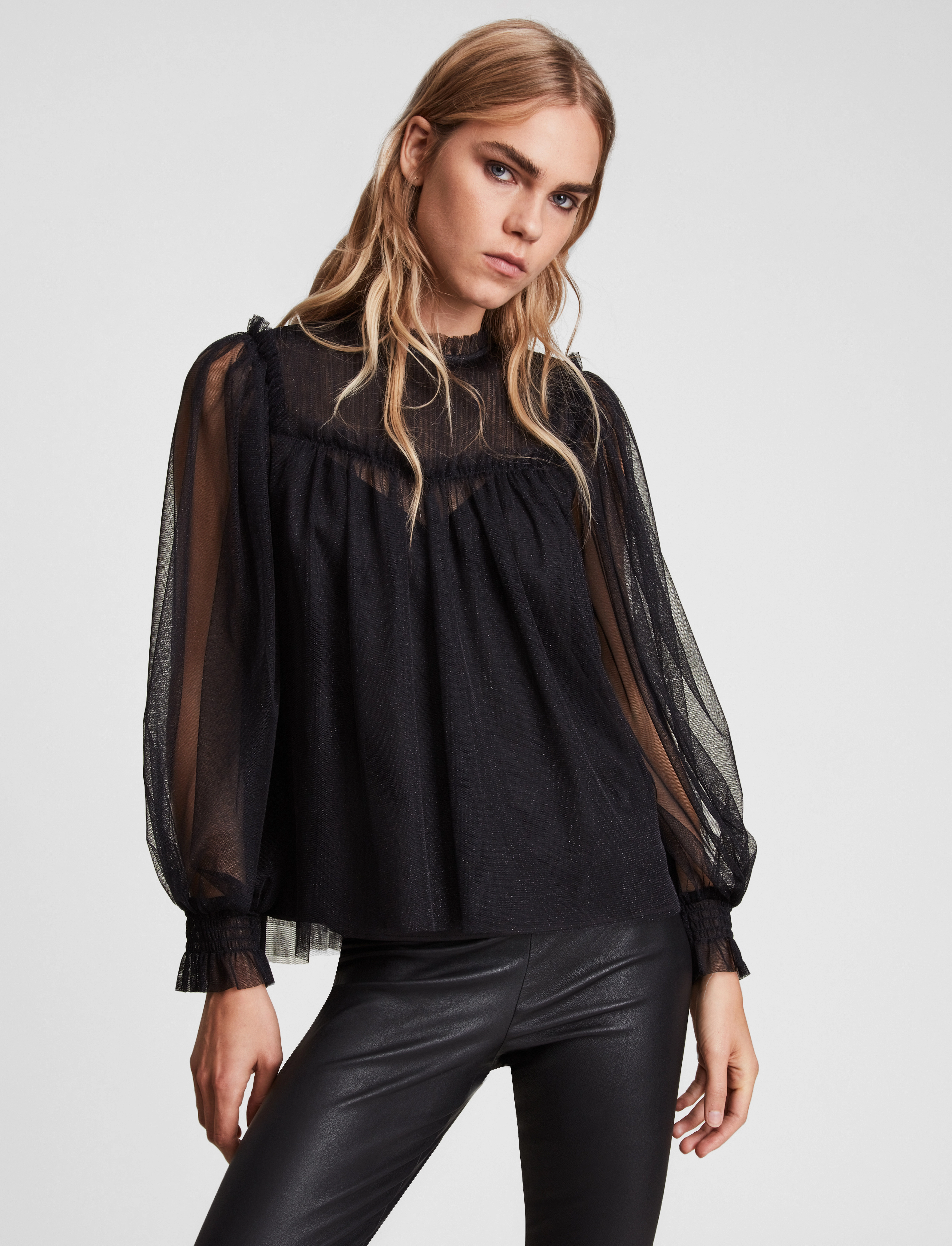 AllSaints - PERRI TOP - metallic black - 3