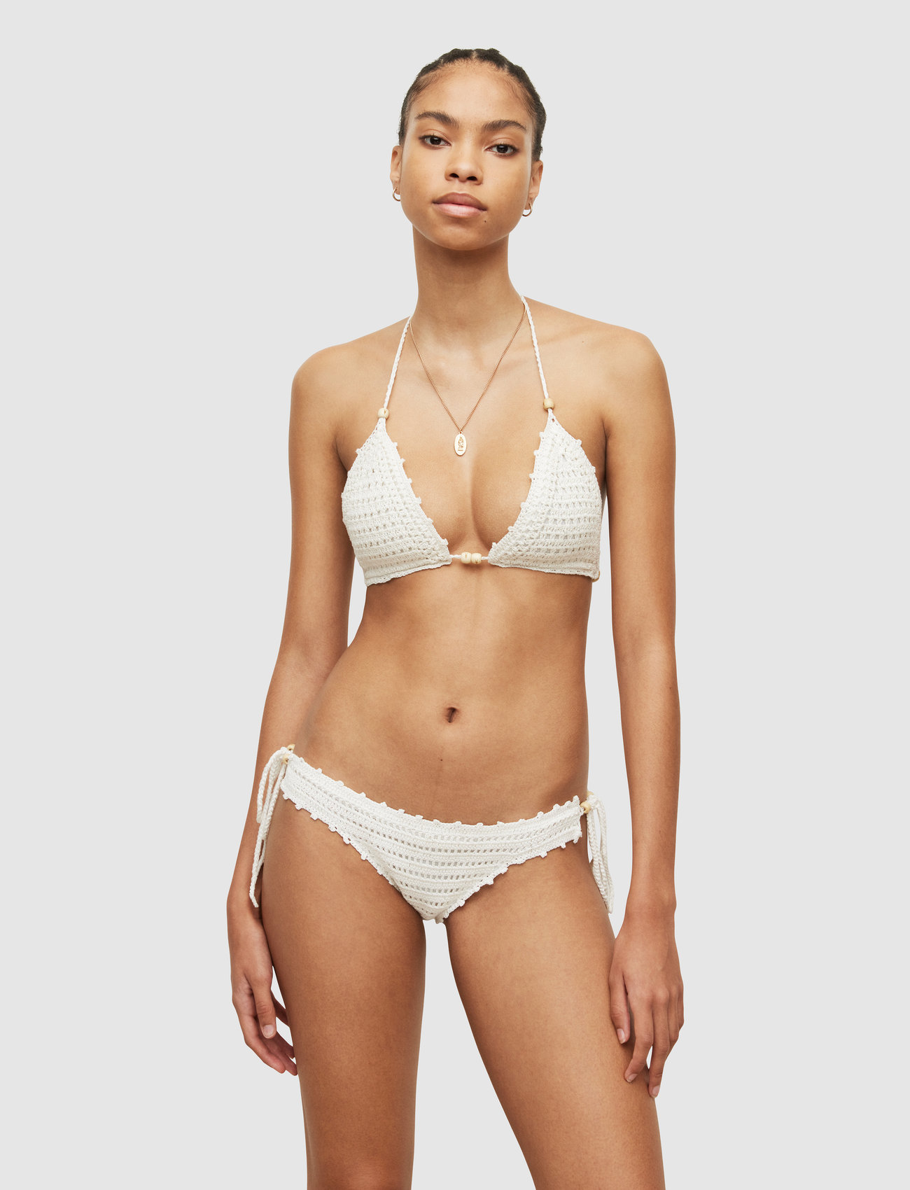 AllSaints - OLA CROCHET BIKINI BOTTOM - bikini ar sānu aukliņām - chalk white - 0