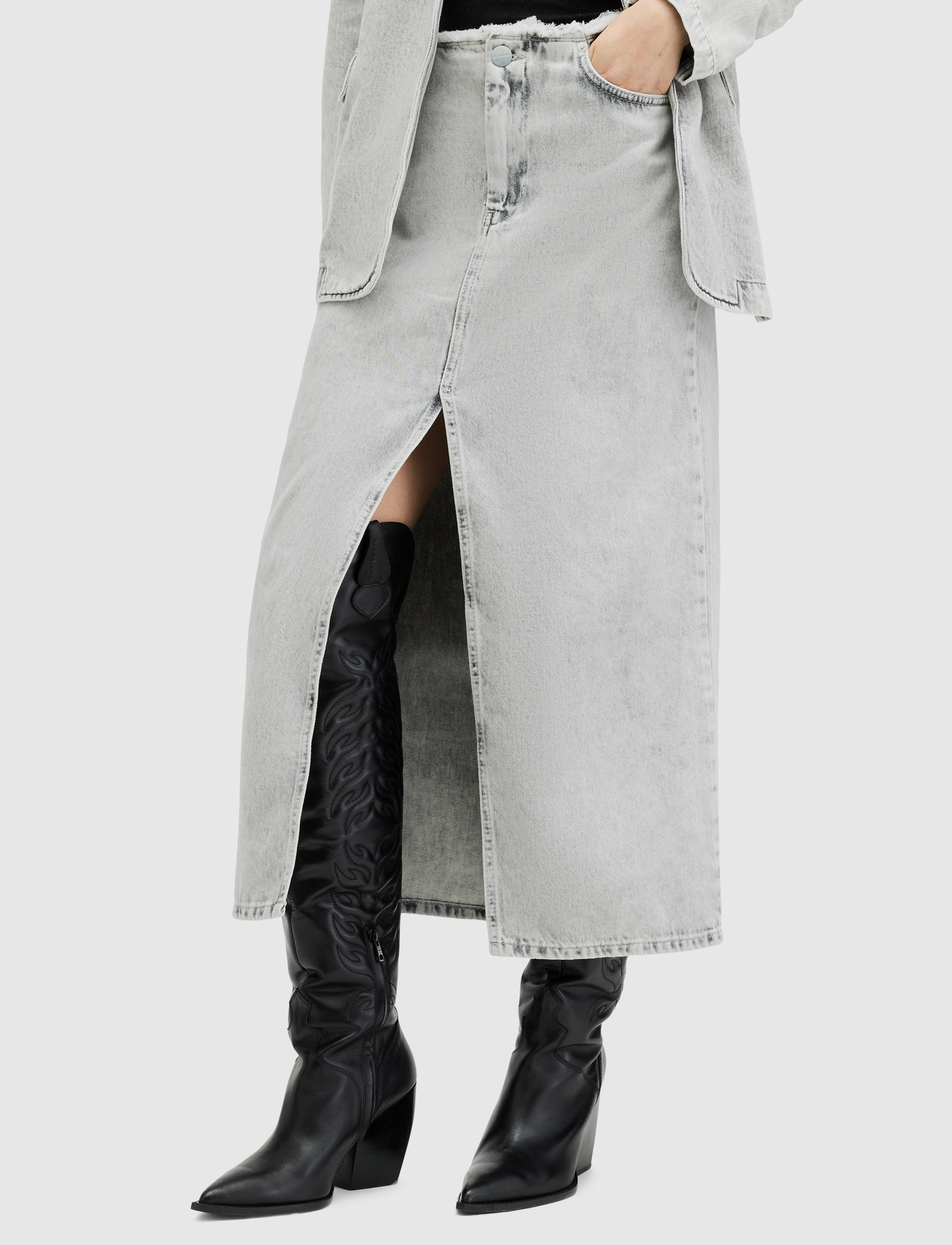 AllSaints - HONOR MAXI SKIRT - maksiseelikud - snow grey - 4